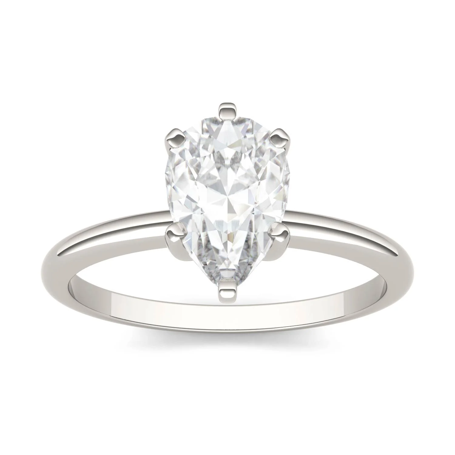 1.50 CTW DEW Pear Moissanite Engagement Ring in 14K White Gold