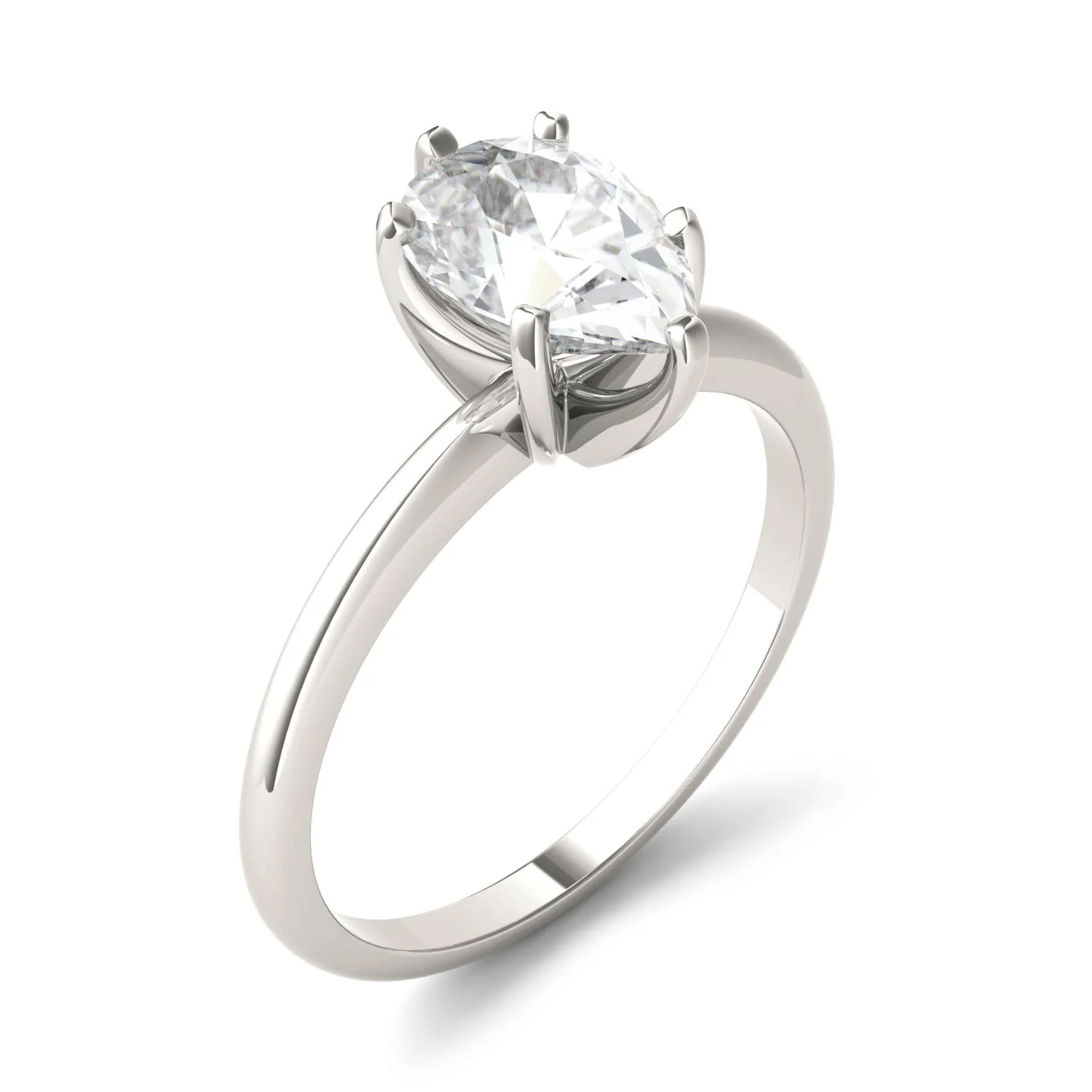1.50 CTW DEW Pear Moissanite Engagement Ring in 14K White Gold - Image 2