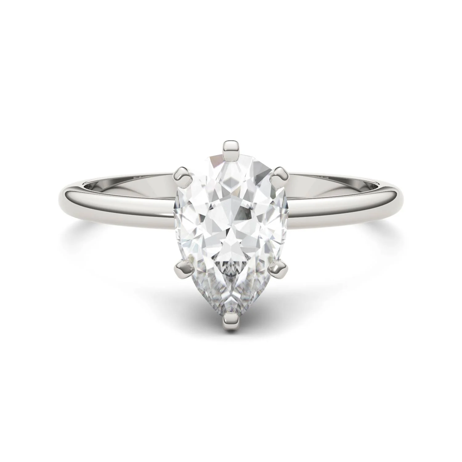 1.50 CTW DEW Pear Moissanite Engagement Ring in 14K White Gold - Image 4