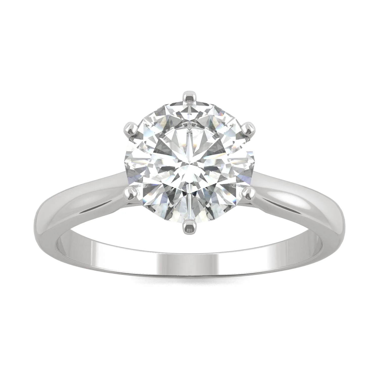 1.50 CTW DEW Round Moissanite Six-Prong Solitaire Engagement Ring in 14K White Gold