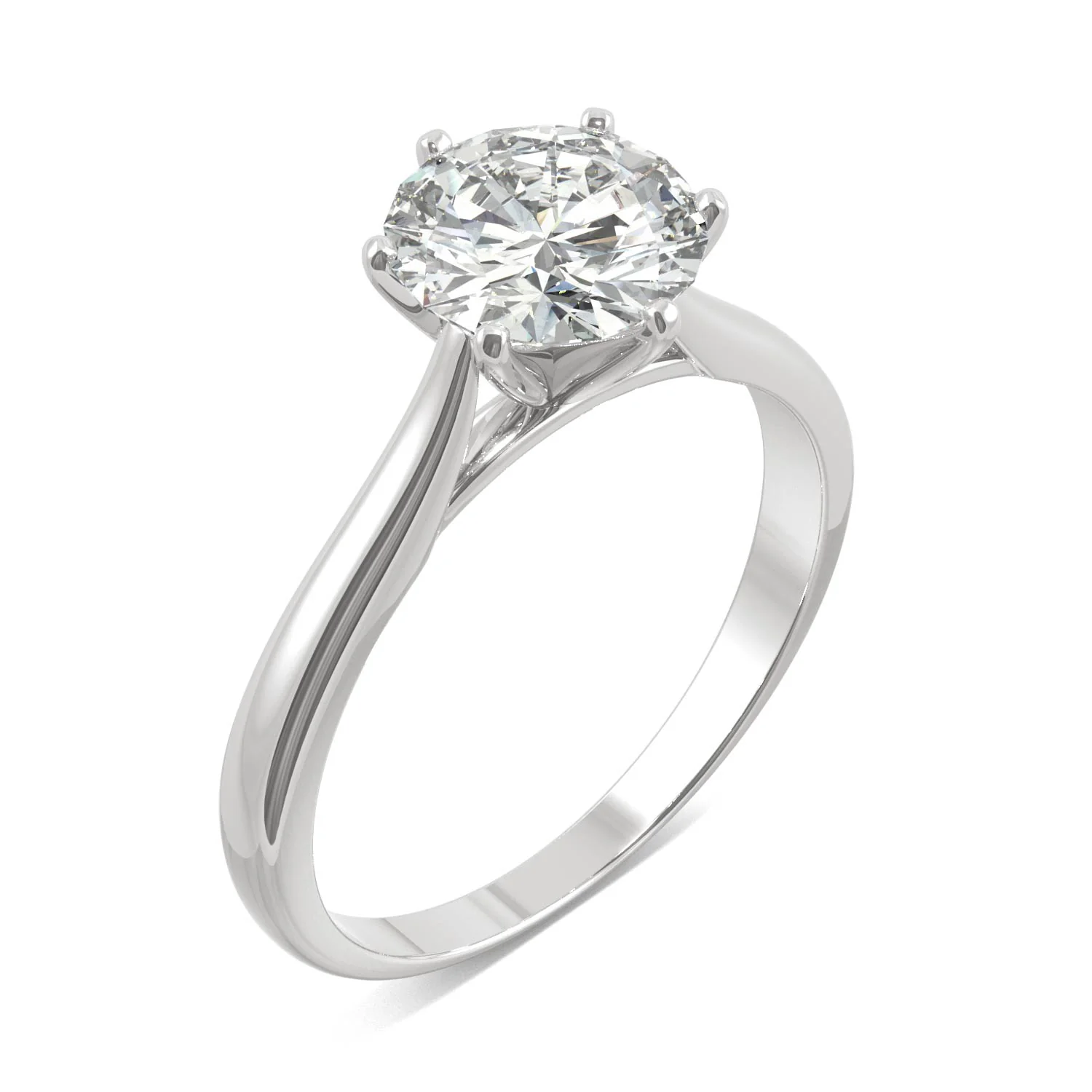 1.50 CTW DEW Round Moissanite Six-Prong Solitaire Engagement Ring in 14K White Gold - Image 2