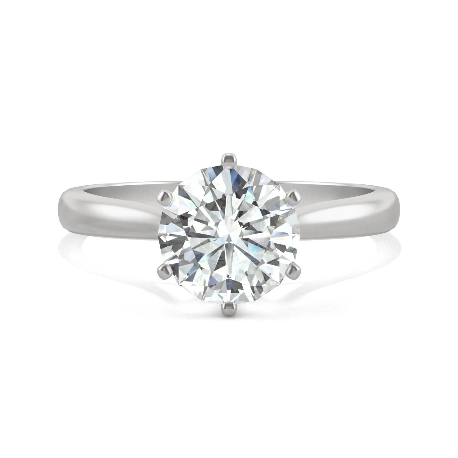 1.50 CTW DEW Round Moissanite Six-Prong Solitaire Engagement Ring in 14K White Gold - Image 4