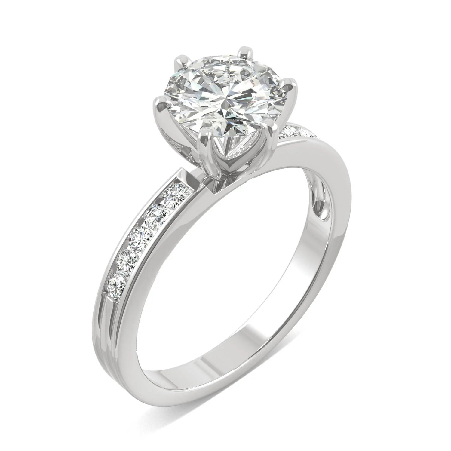 1.70 CTW DEW Round Moissanite Engagement Ring in 14K White Gold - Image 2