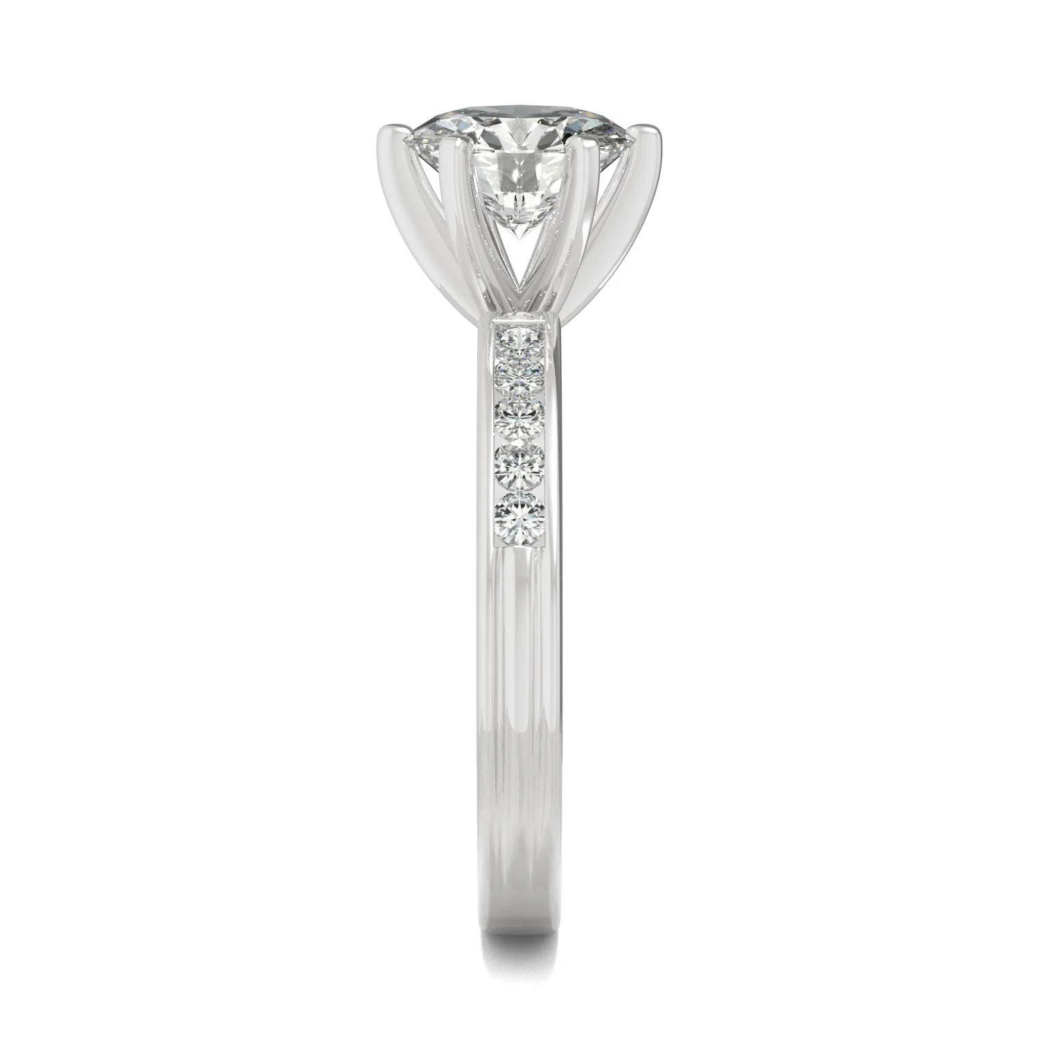 1.70 CTW DEW Round Moissanite Engagement Ring in 14K White Gold - Image 5