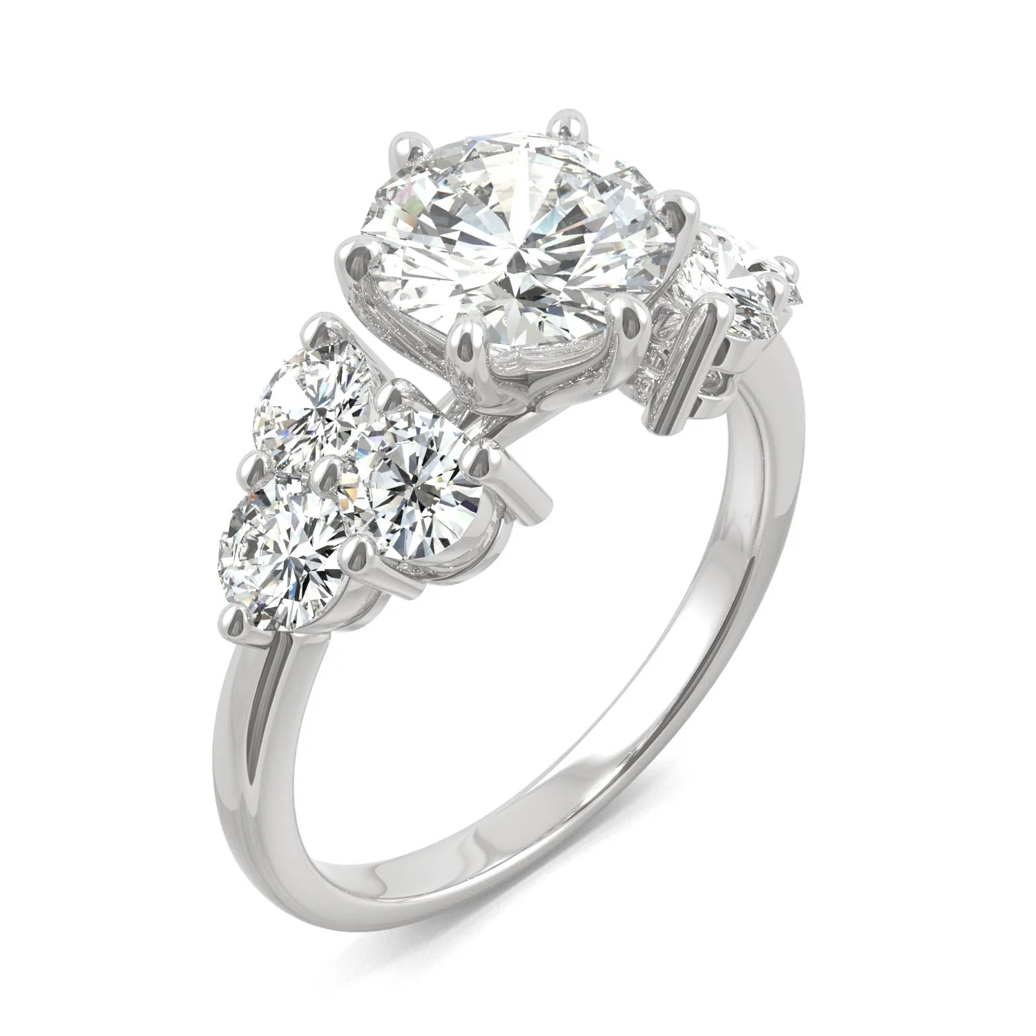 3.28 CTW DEW Round Moissanite Engagement Ring in 14K White Gold - Image 2