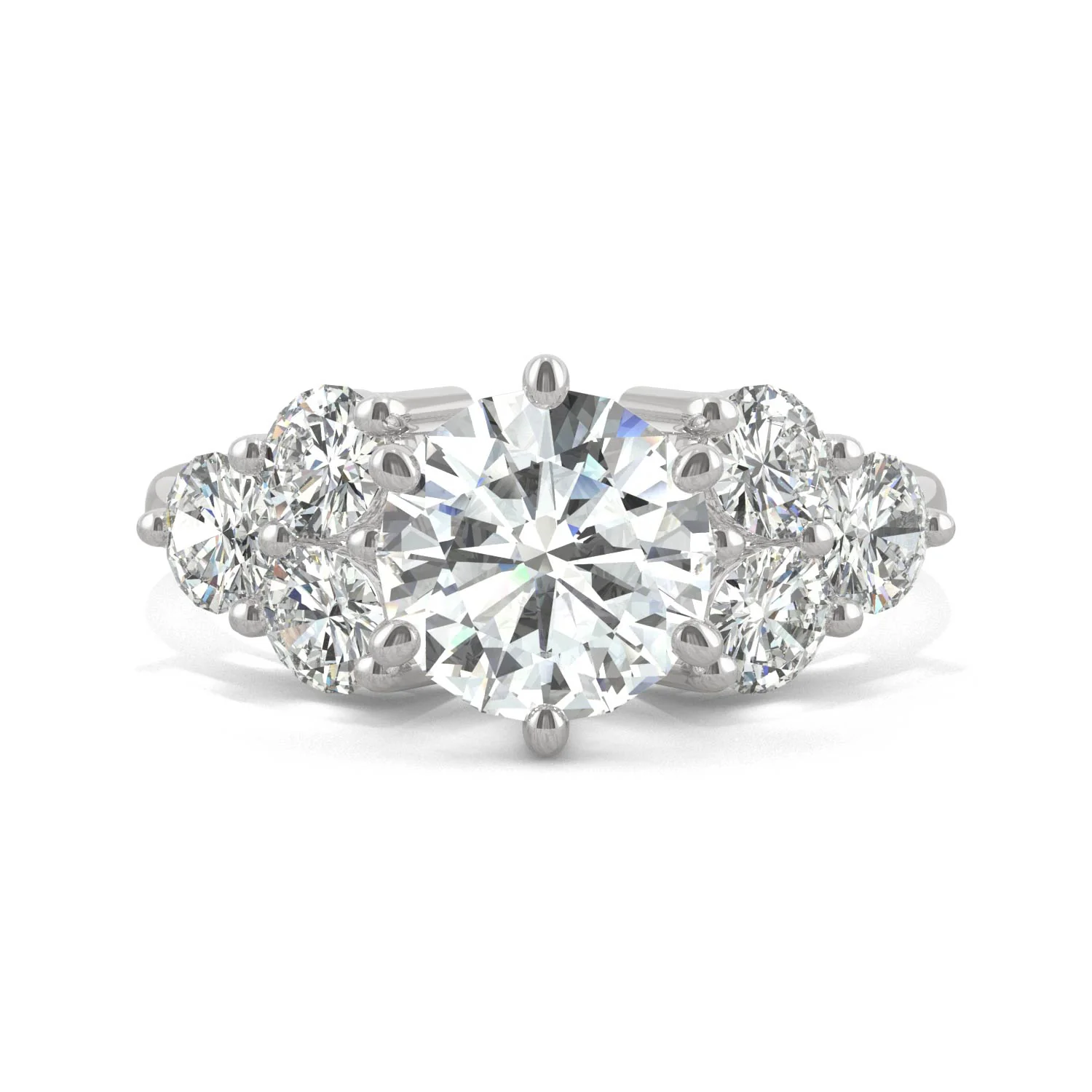 3.28 CTW DEW Round Moissanite Engagement Ring in 14K White Gold - Image 4