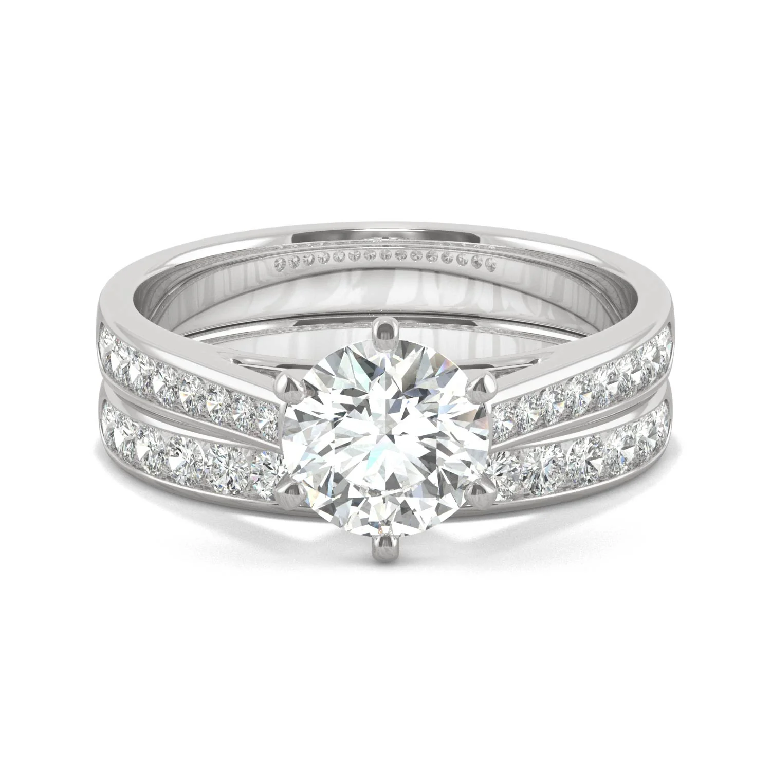 1.64 CTW DEW Round Moissanite Bridal Set in 14K White Gold - Image 4