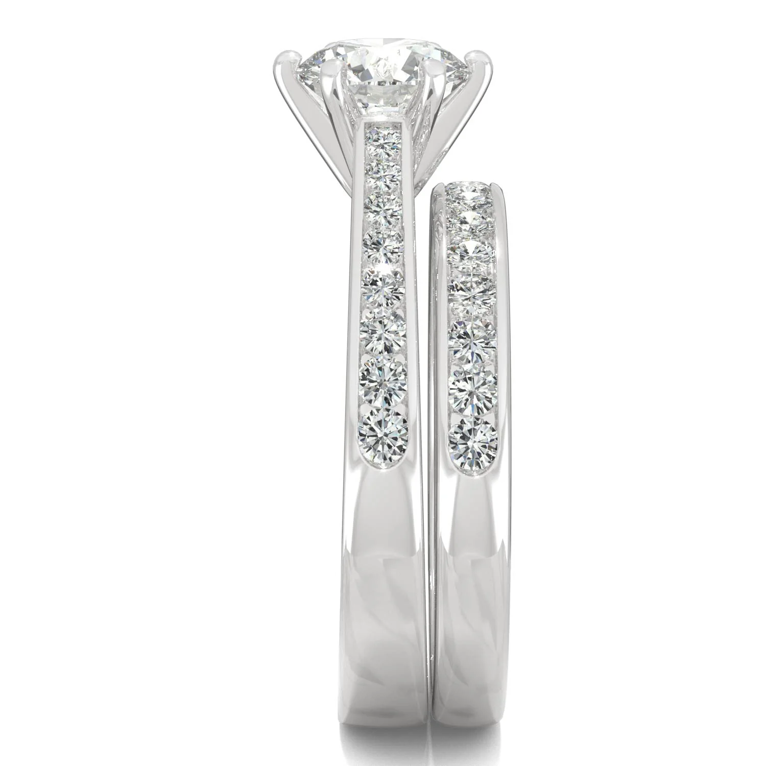 1.64 CTW DEW Round Moissanite Bridal Set in 14K White Gold - Image 5