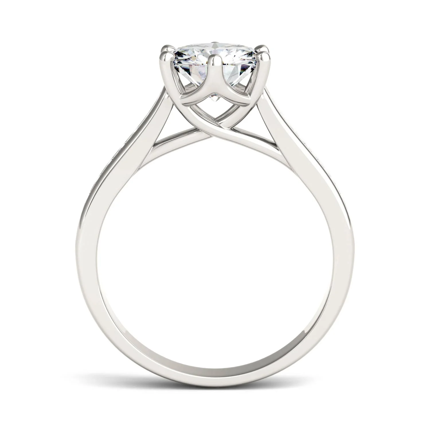 1.66 CTW DEW Round Moissanite Engagement Ring in 14K White Gold - Image 3