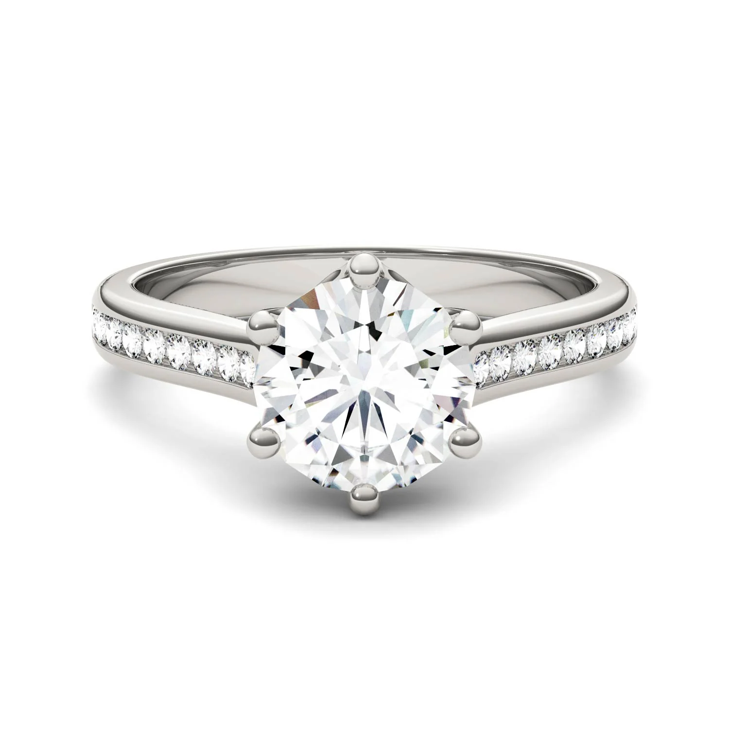 1.66 CTW DEW Round Moissanite Engagement Ring in 14K White Gold - Image 4