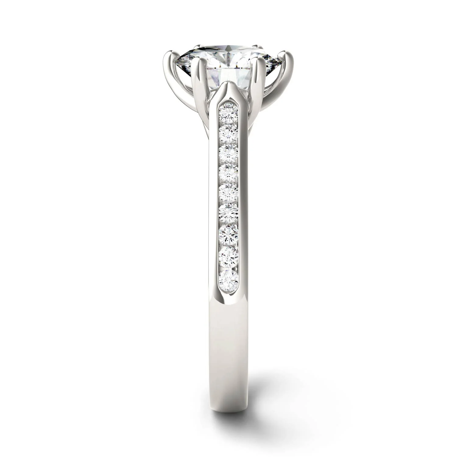 1.66 CTW DEW Round Moissanite Engagement Ring in 14K White Gold - Image 5