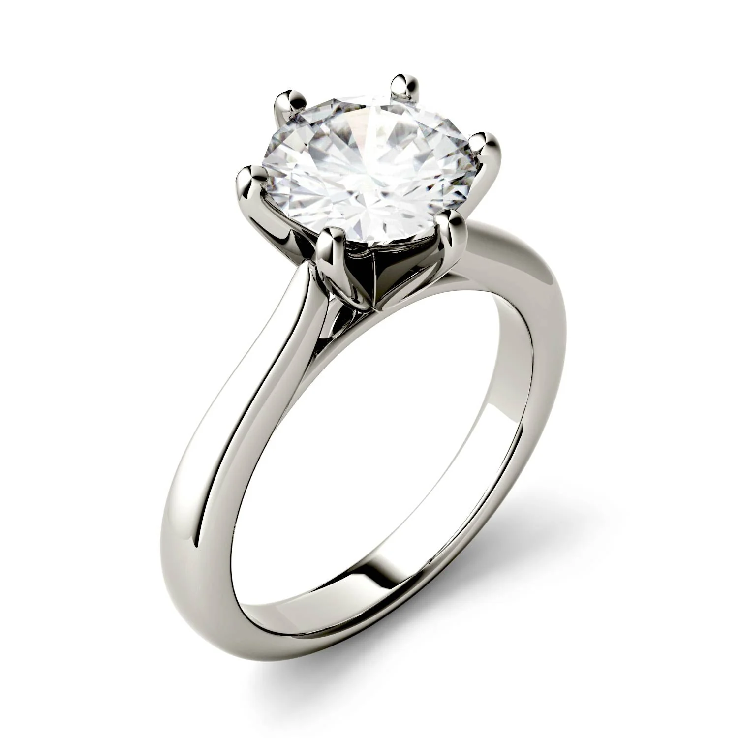 1.90 CTW DEW Round Moissanite Solitaire Engagement Ring in 14K White Gold - Image 2