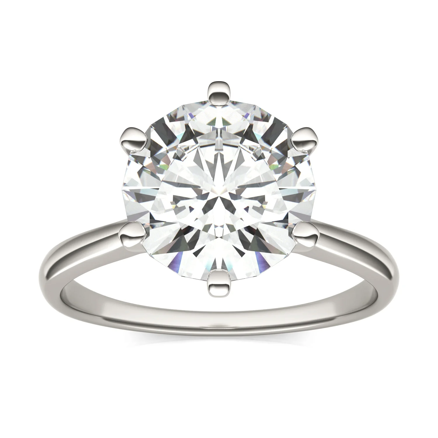 3.10 CTW DEW Round Moissanite Solitaire Ring in 14K White Gold