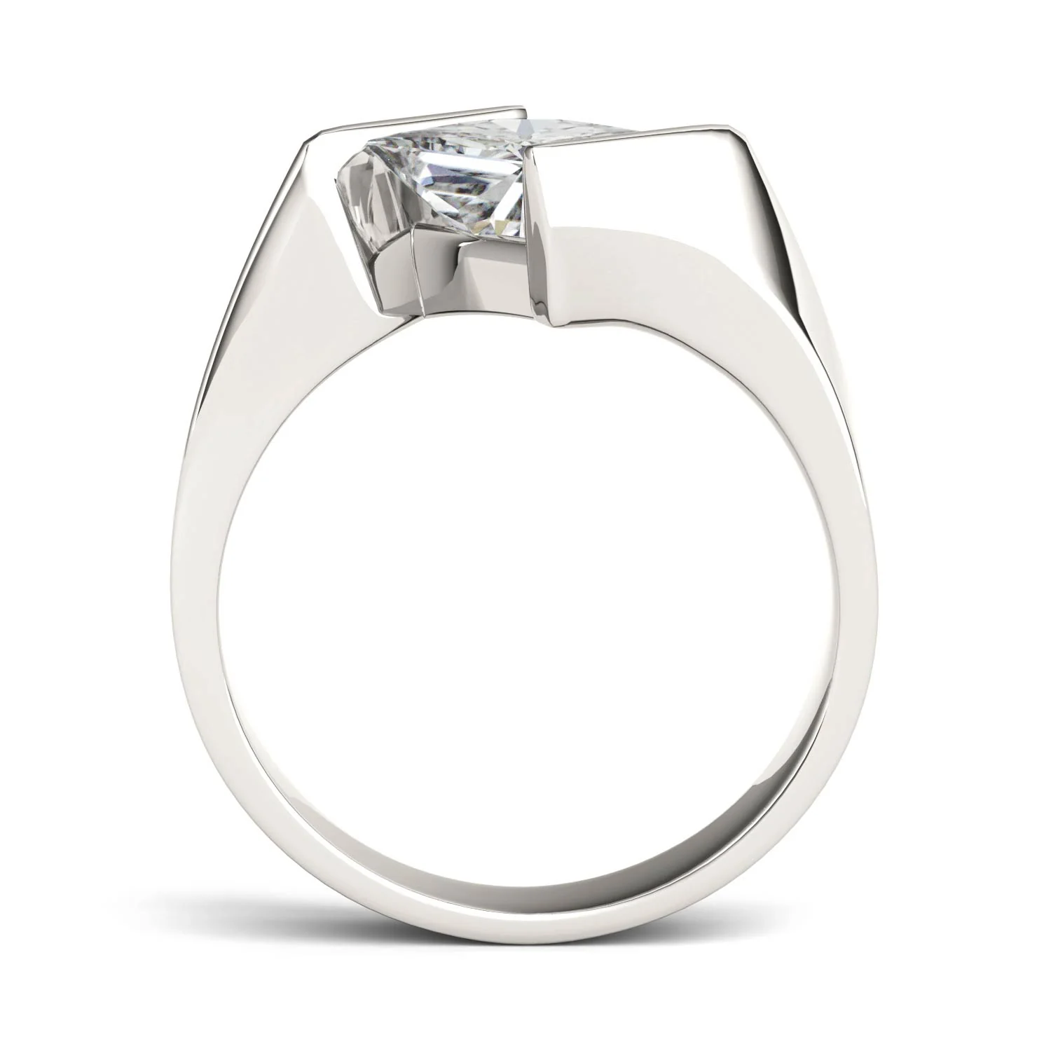 1.70 CTW DEW Square Moissanite Channel-Set Bypass Engagement Ring in 14K White Gold - Image 4