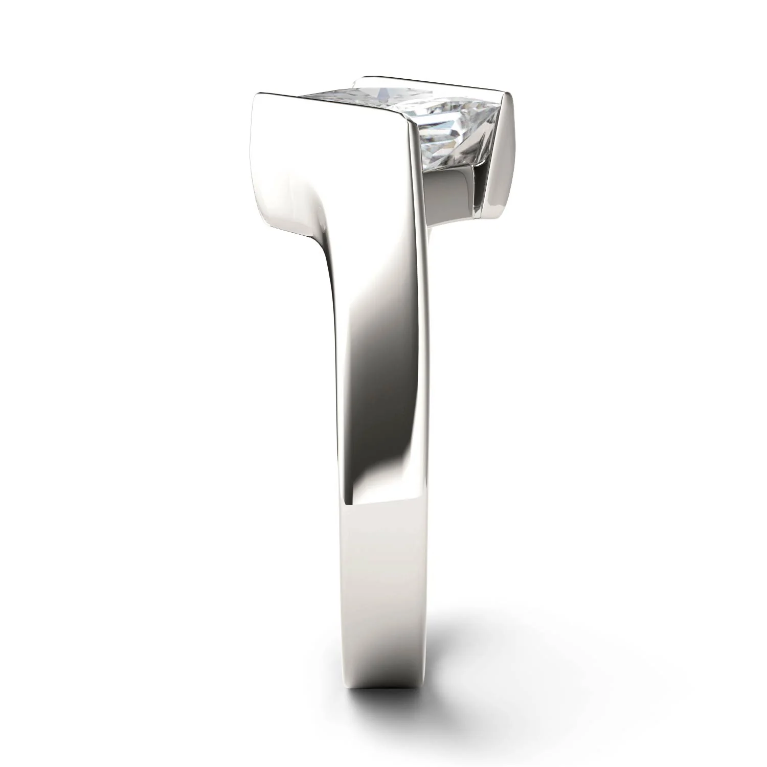 1.70 CTW DEW Square Moissanite Channel-Set Bypass Engagement Ring in 14K White Gold - Image 5