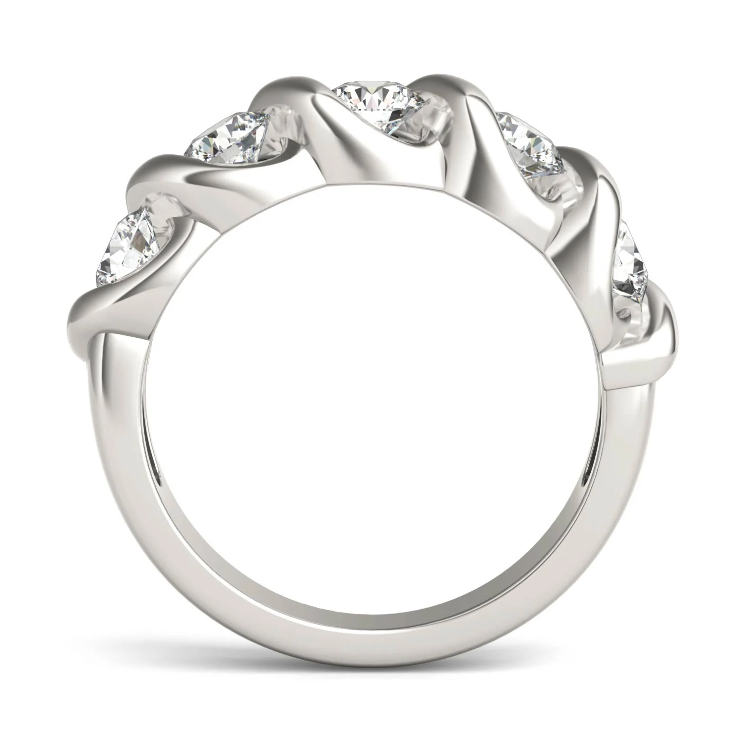 1.15 CTW DEW Round Moissanite Bypass Band in 14K White Gold - Image 3