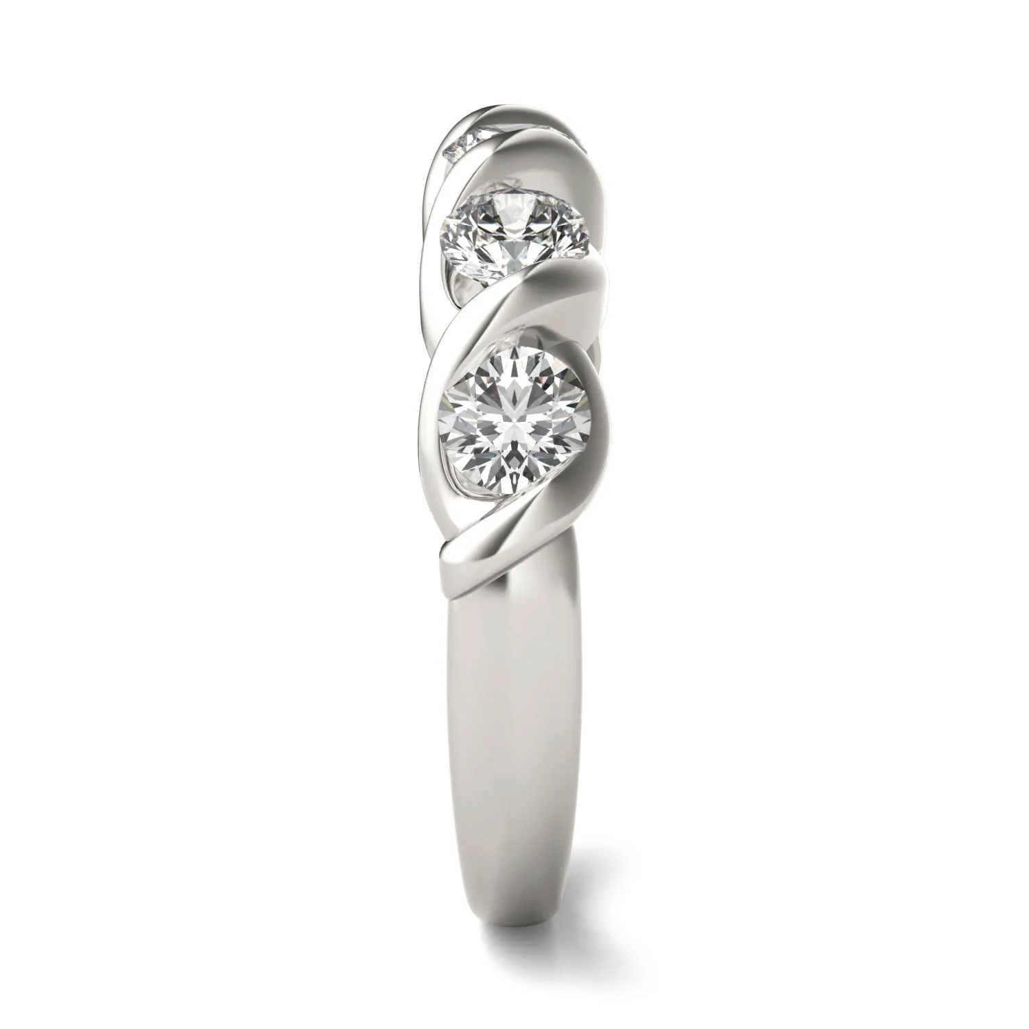 1.15 CTW DEW Round Moissanite Bypass Band in 14K White Gold - Image 5