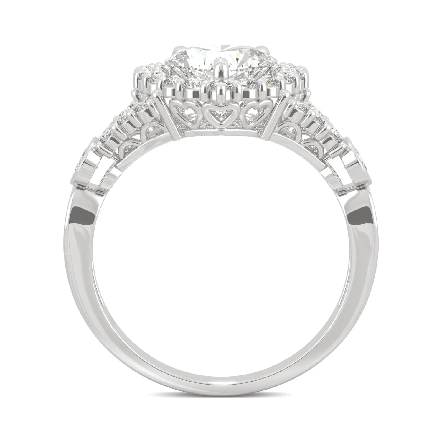 1.79 CTW DEW Heart Moissanite Engagement Ring in 14K White Gold - Image 3
