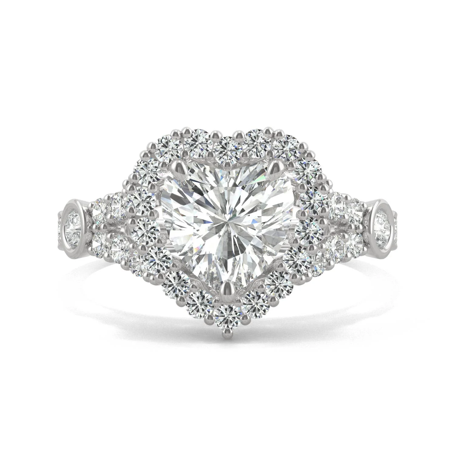 1.79 CTW DEW Heart Moissanite Engagement Ring in 14K White Gold - Image 4