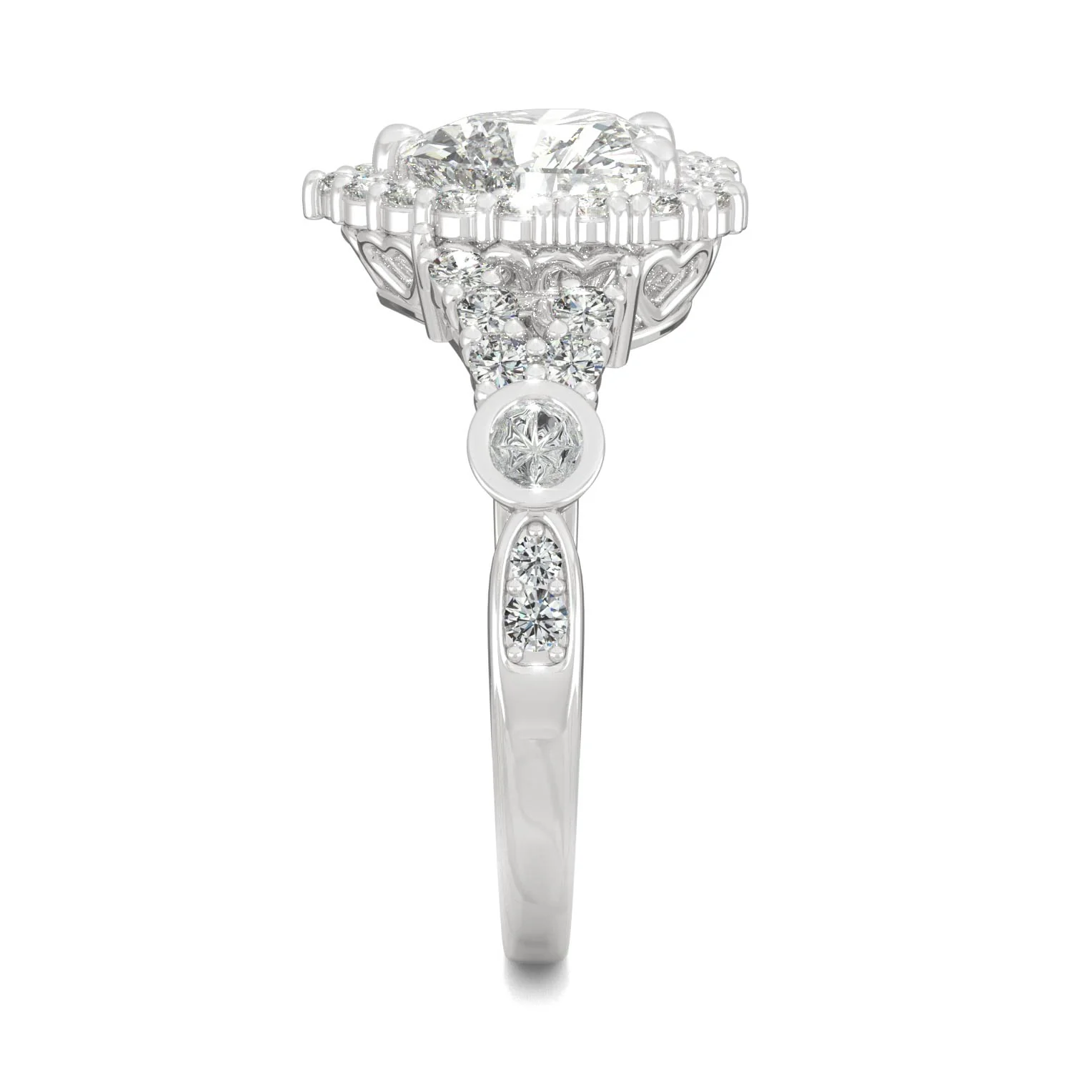 1.79 CTW DEW Heart Moissanite Engagement Ring in 14K White Gold - Image 5
