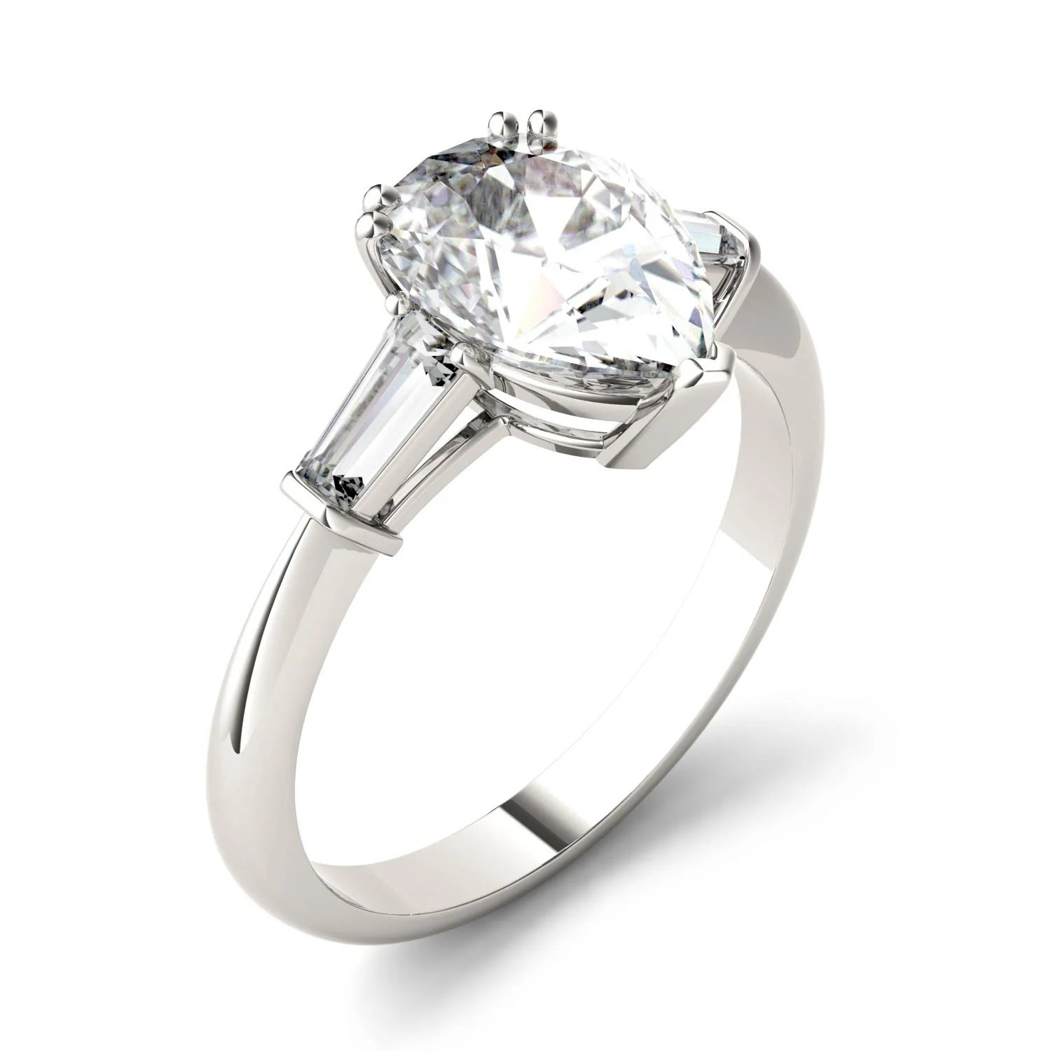 2.47 CTW DEW Pear Moissanite Engagement Ring in 14K White Gold - Image 2