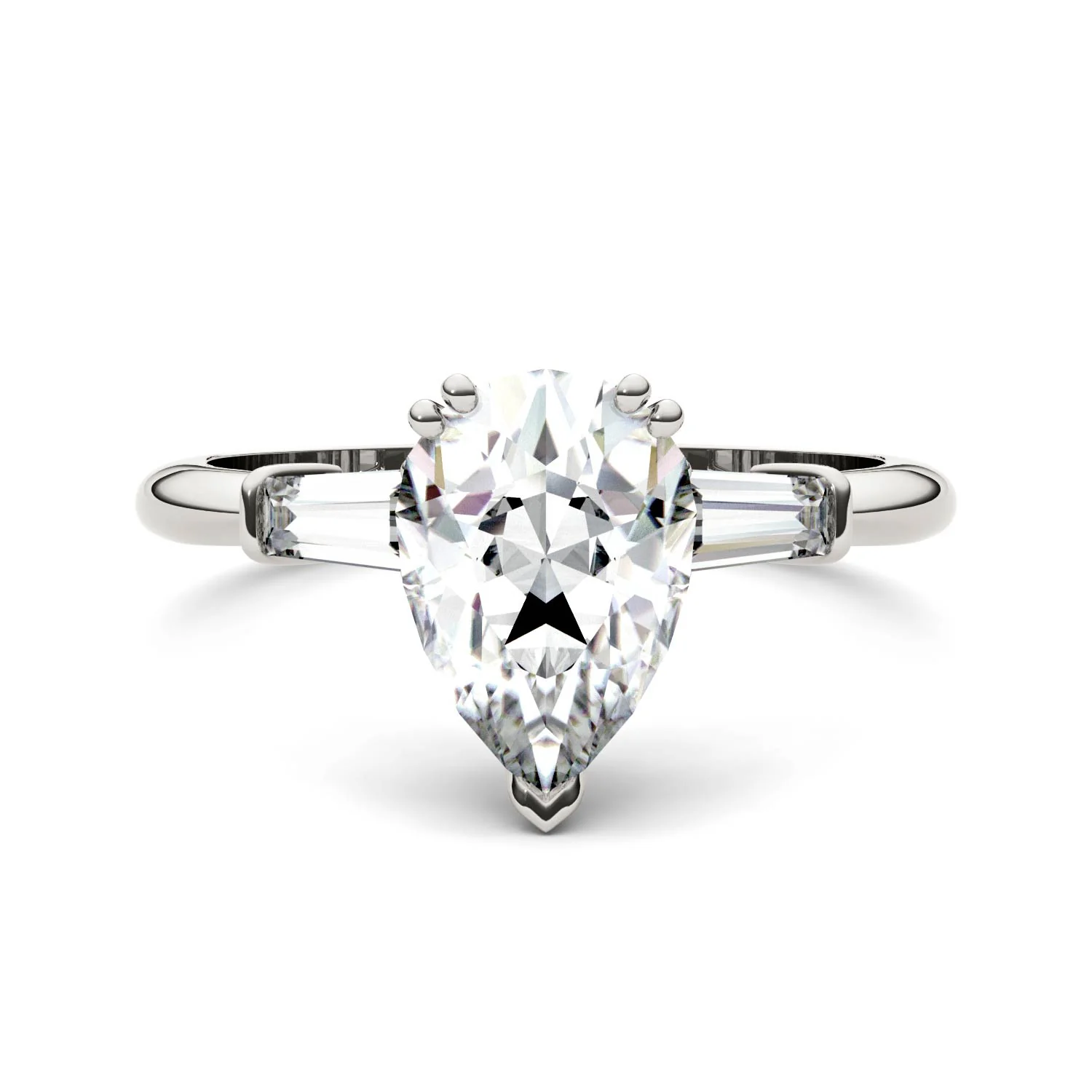 2.47 CTW DEW Pear Moissanite Engagement Ring in 14K White Gold - Image 4