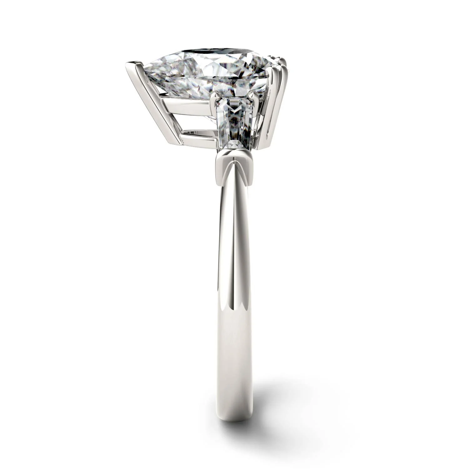 2.47 CTW DEW Pear Moissanite Engagement Ring in 14K White Gold - Image 5