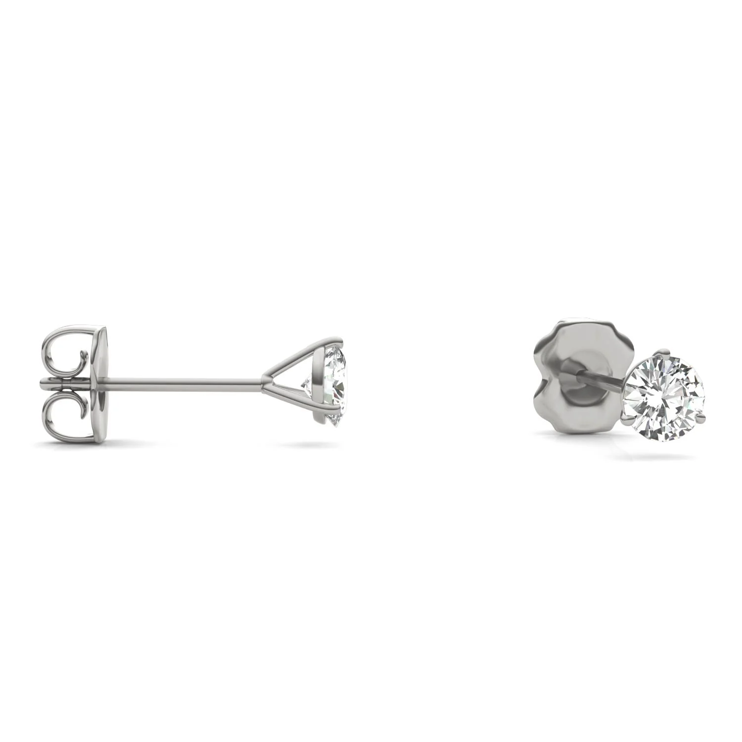 0.20 CTW DEW Round Moissanite Stud Earrings in 14K White Gold - Image 2