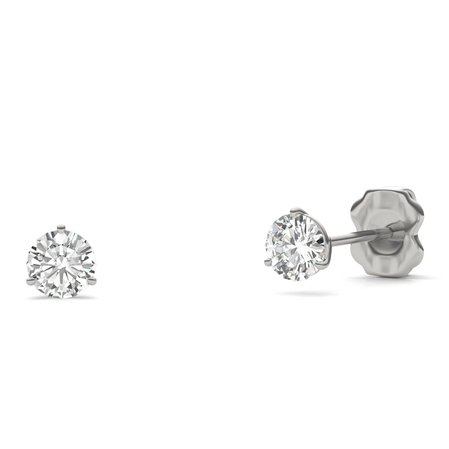 0.20 CTW DEW Round Moissanite Stud Earrings in 14K White Gold - Image 3