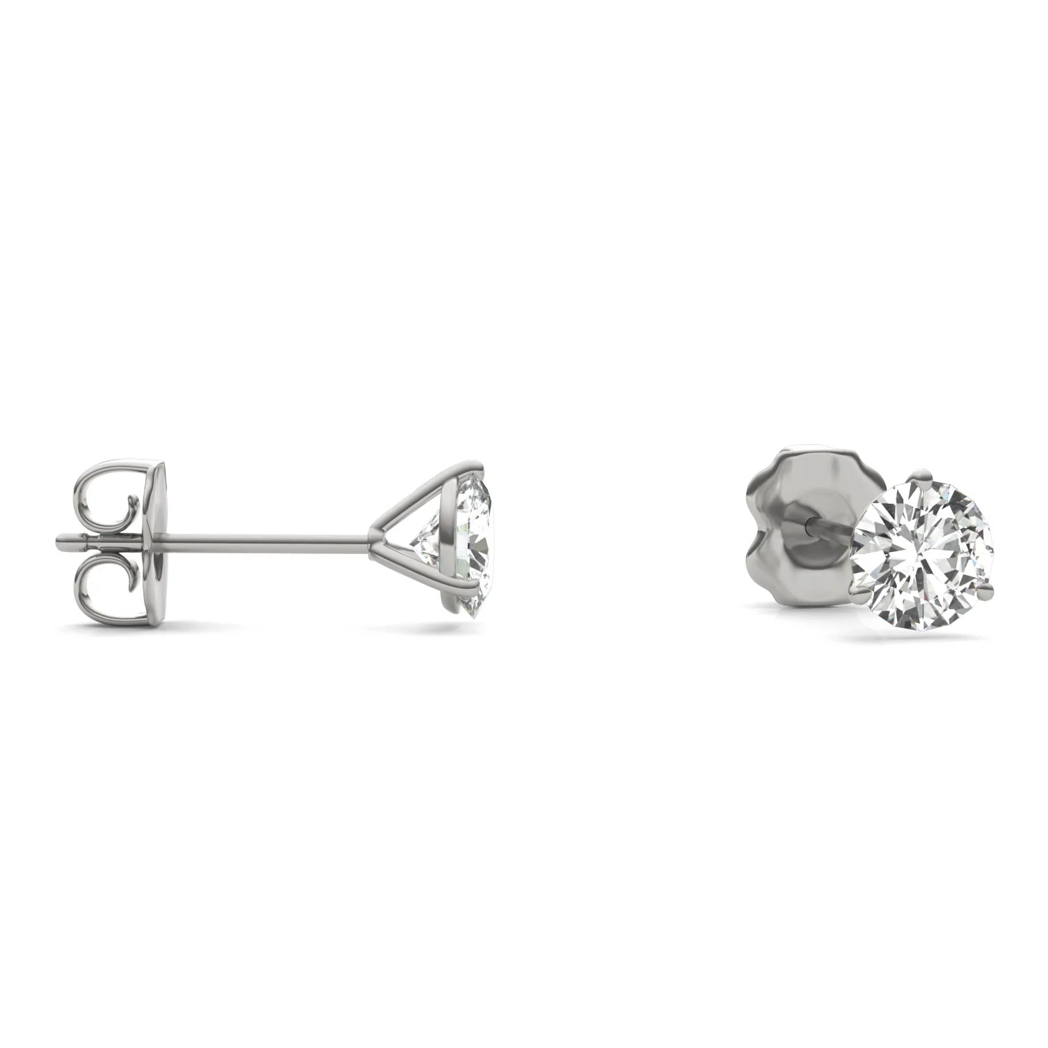 1.20 CTW DEW Round Moissanite Stud Earrings in 14K White Gold - Image 2