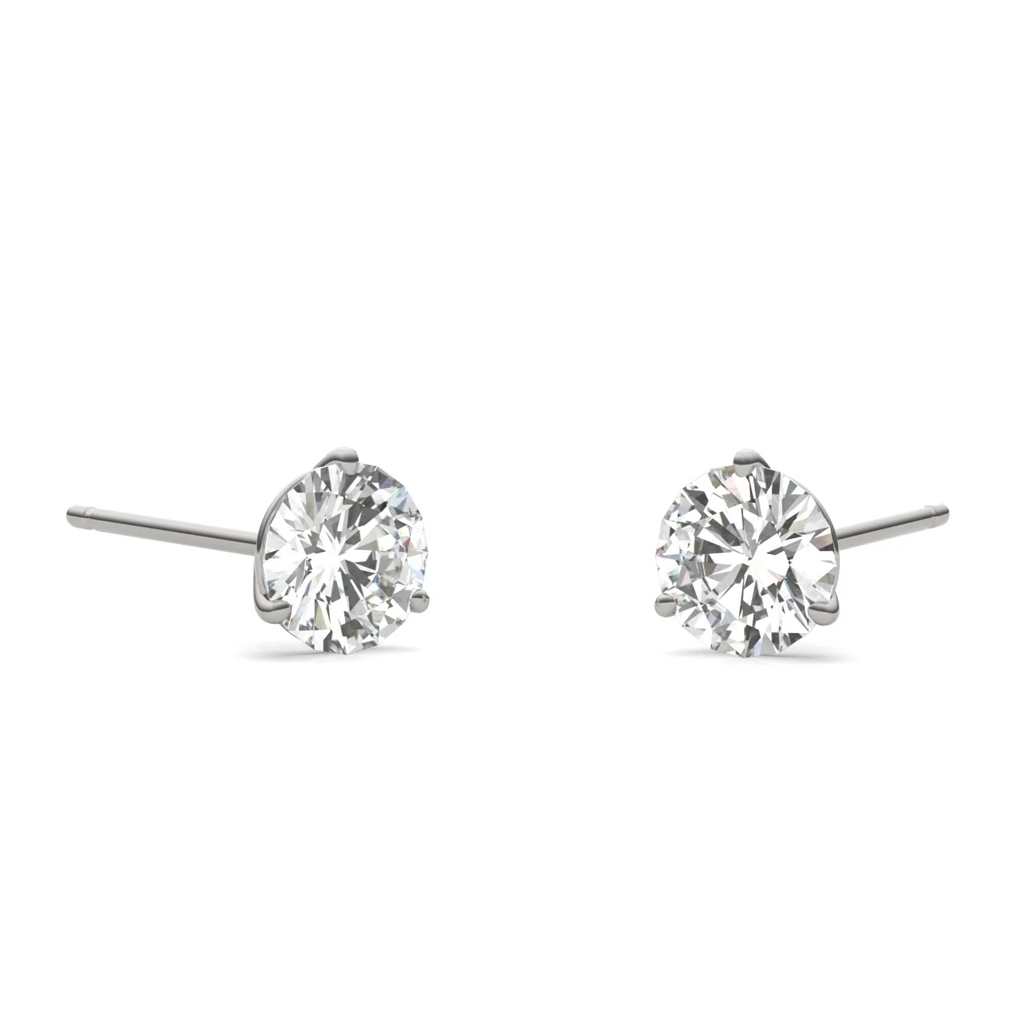 1.20 CTW DEW Round Moissanite Stud Earrings in 14K White Gold - Image 4