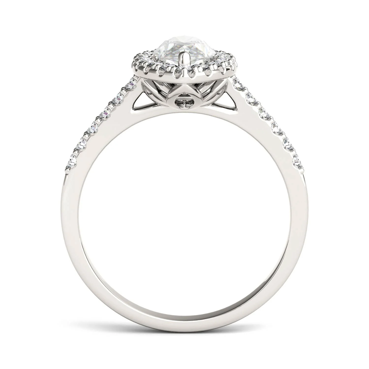 1.45 CTW DEW Marquise Moissanite Halo Ring in 14K White Gold - Image 3