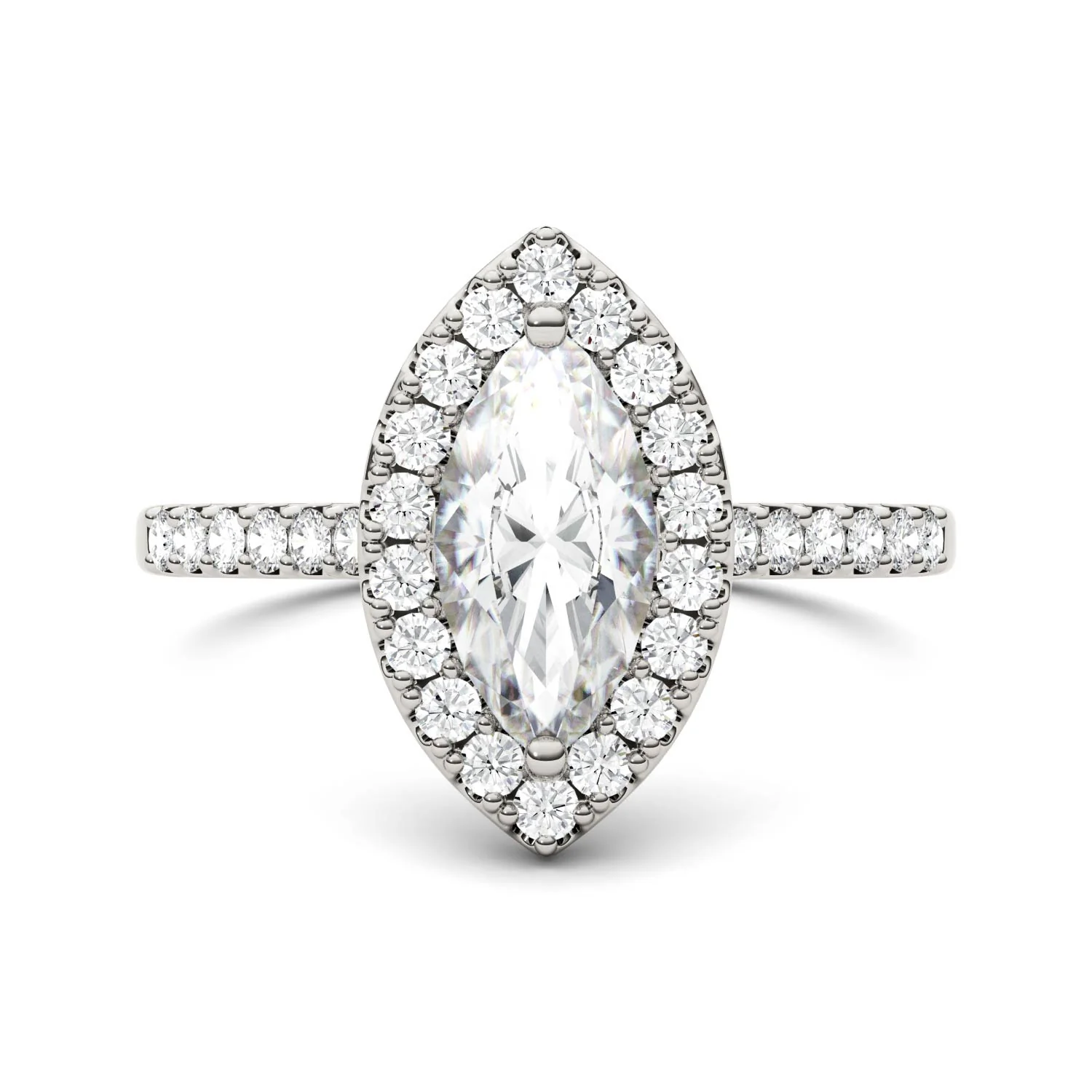 1.45 CTW DEW Marquise Moissanite Halo Ring in 14K White Gold - Image 4