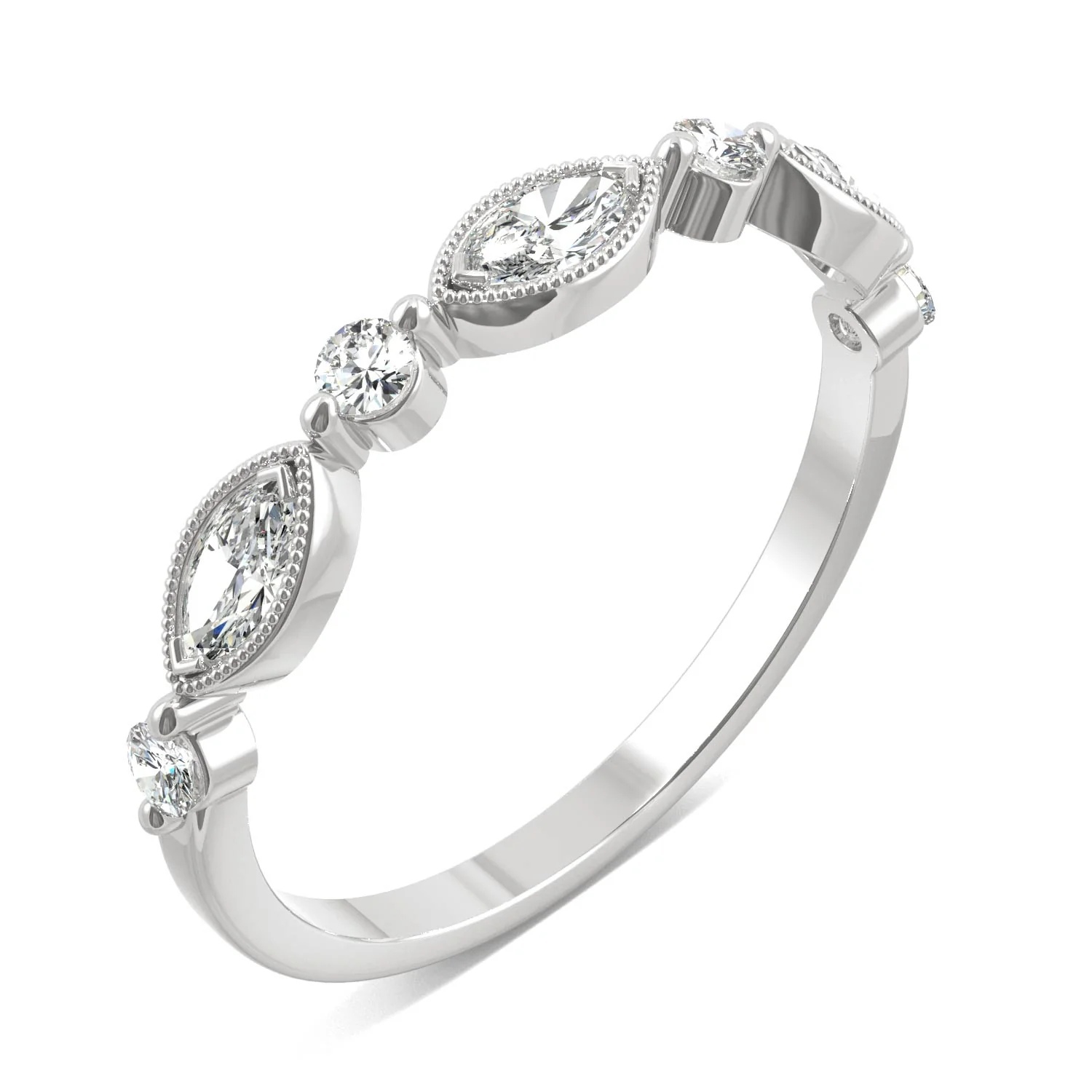 0.33 CTW DEW Marquise Moissanite Anniversary Band in 14K White Gold - Image 2
