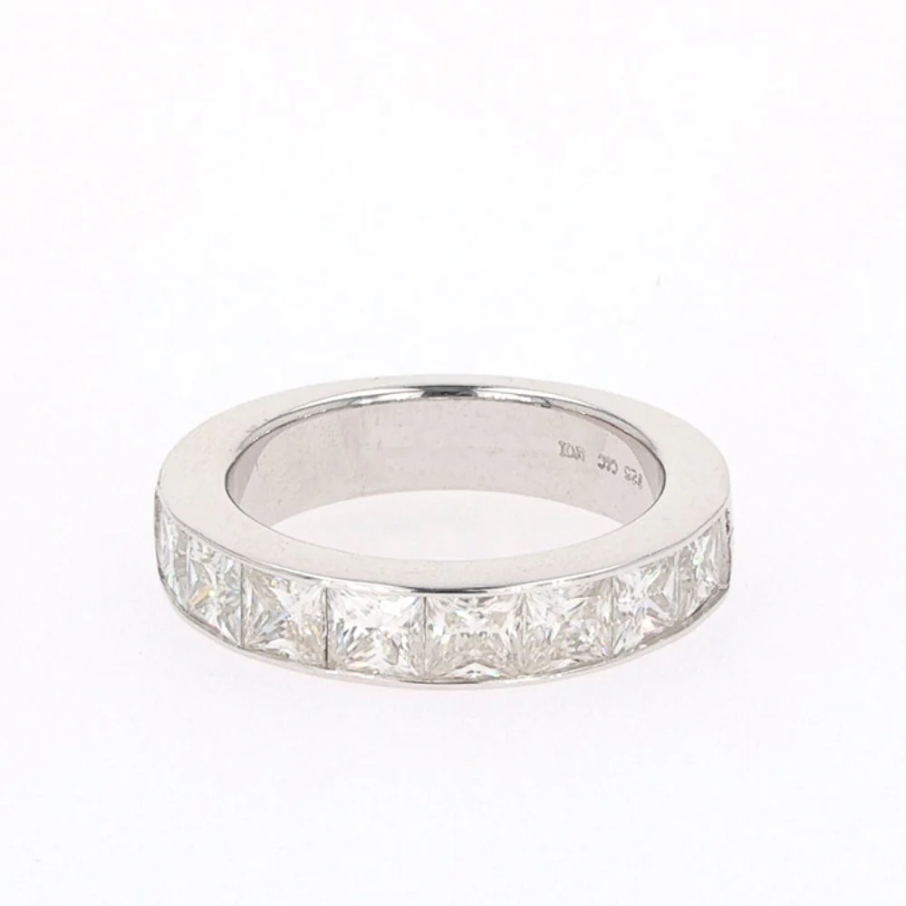 2.96 CTW DEW Square Moissanite Channel-Set Band in Sterling Silver