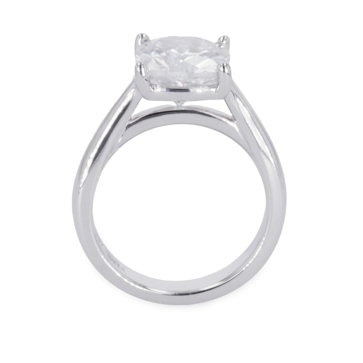 2.80 CTW DEW Cushion Moissanite Four-Prong Solitaire Engagement Ring in Sterling Silver - Image 3