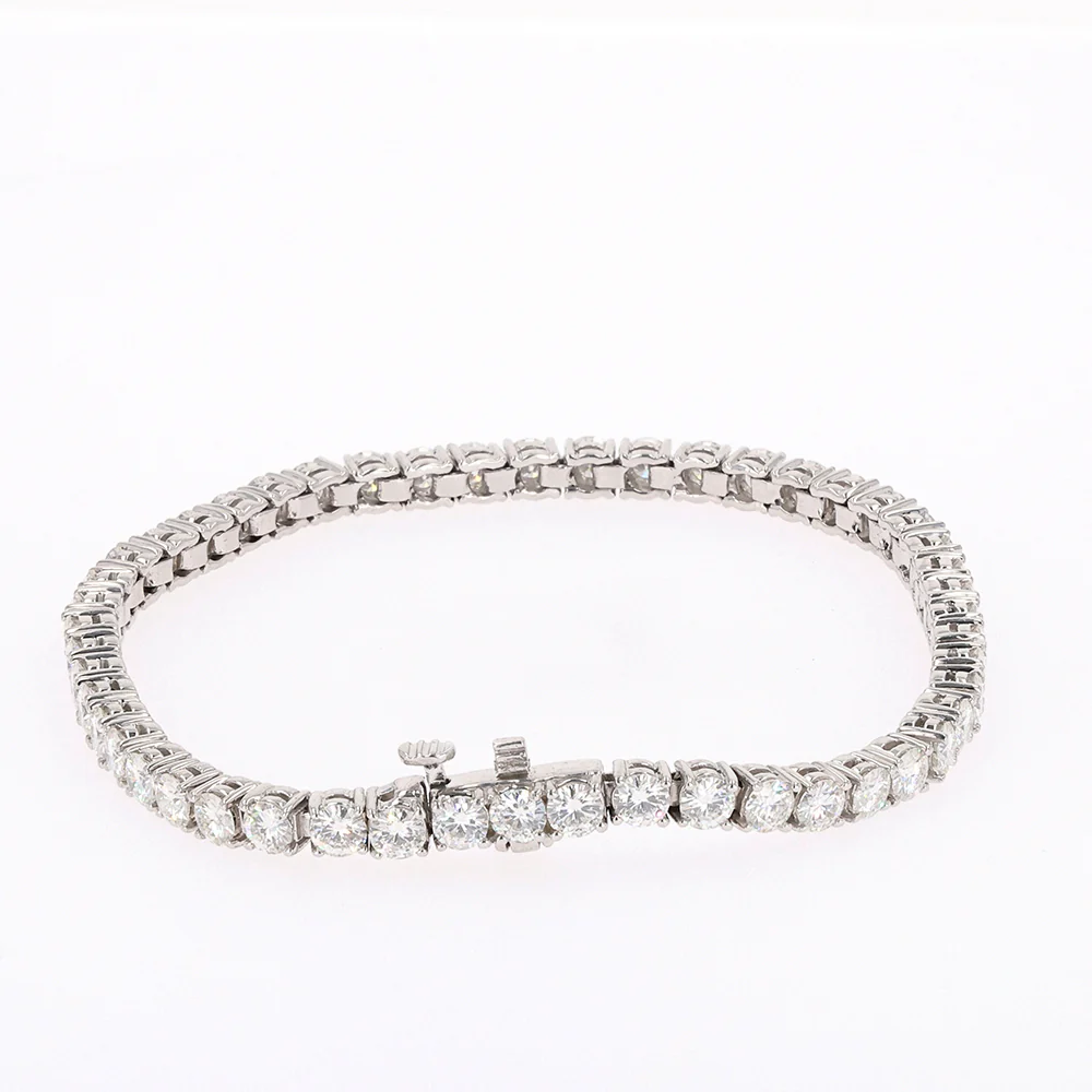 6.50 CTW DEW Round Moissanite Four Prong Tennis Bracelet in Sterling Silver - Image 3