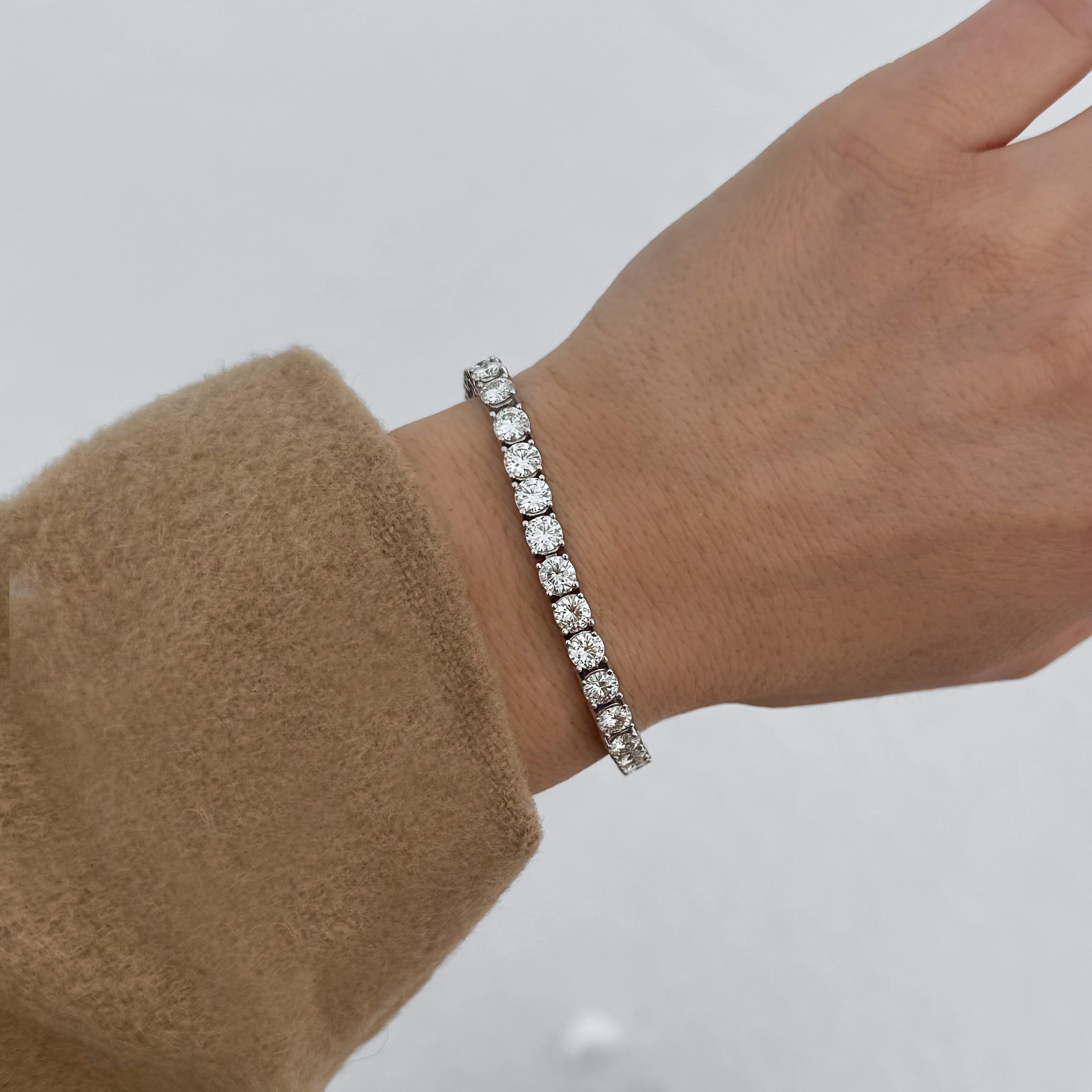 12.21 CTW DEW Round Moissanite Tennis Bracelet in Sterling Silver - Image 4