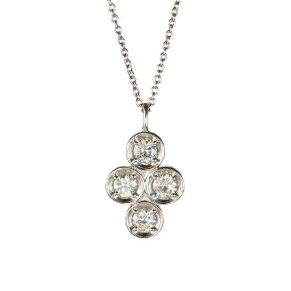 0.52 CTW DEW Round Cluster Pendant in Sterling Silver