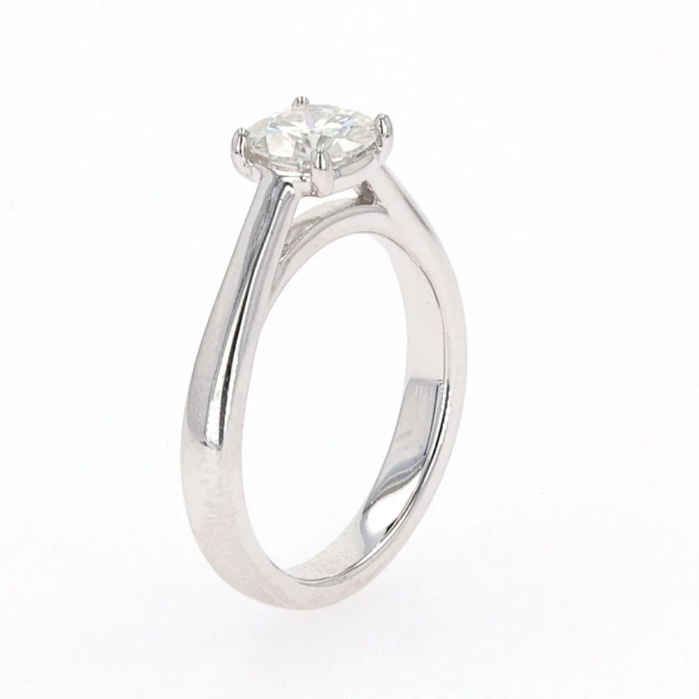 1.00 CTW DEW Round Moissanite Four-Prong Solitaire Engagement Ring in Sterling Silver - Image 2