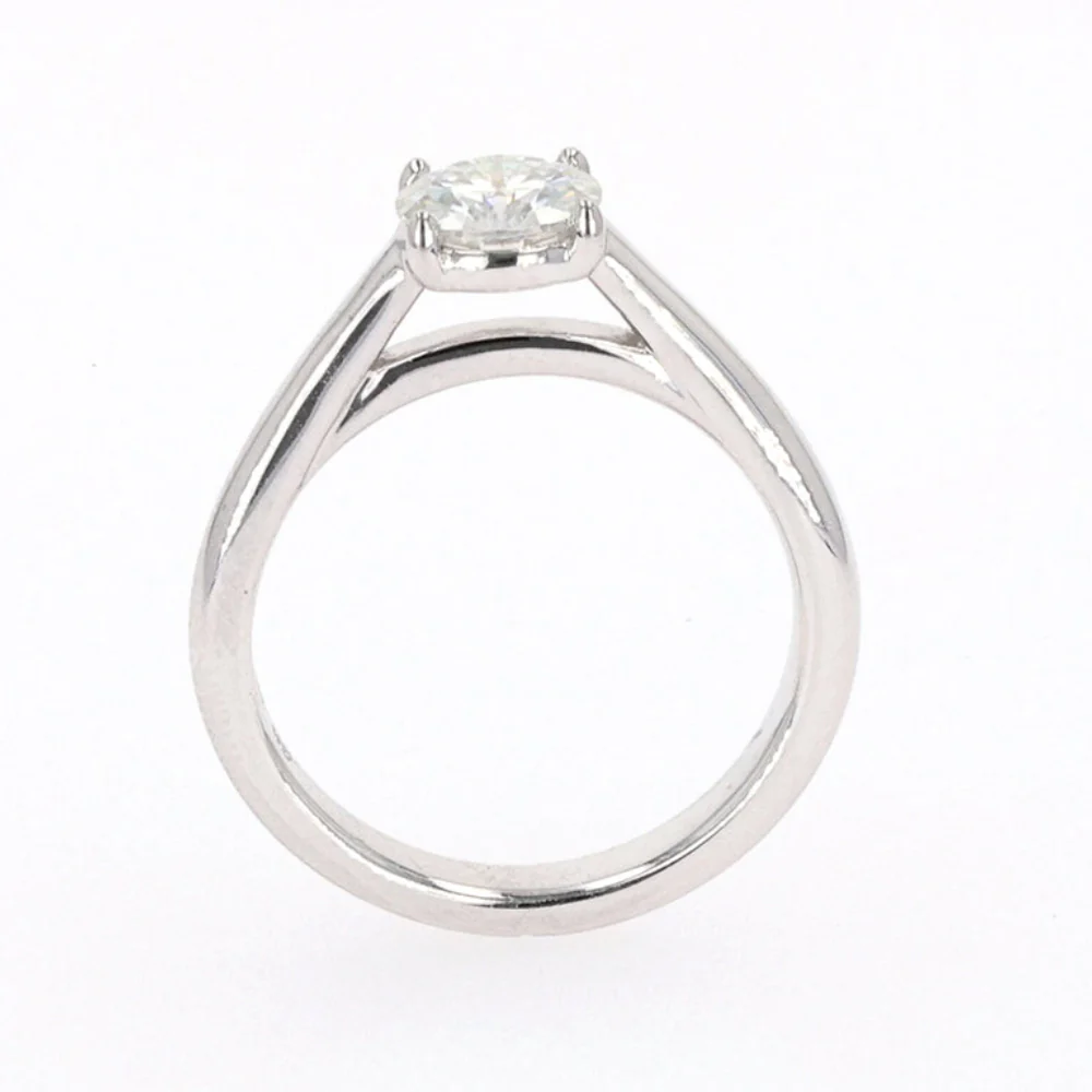 1.00 CTW DEW Round Moissanite Four-Prong Solitaire Engagement Ring in Sterling Silver - Image 3