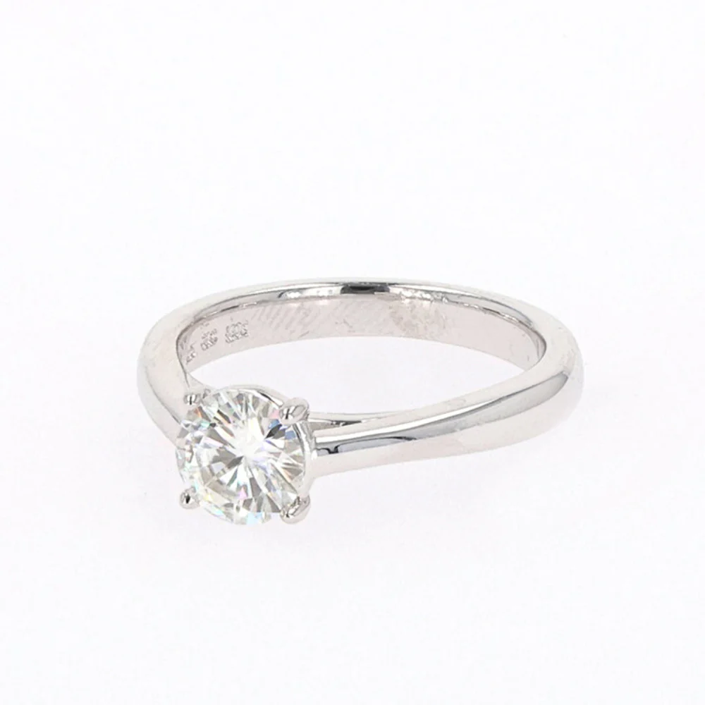 1.00 CTW DEW Round Moissanite Four-Prong Solitaire Engagement Ring in Sterling Silver - Image 4