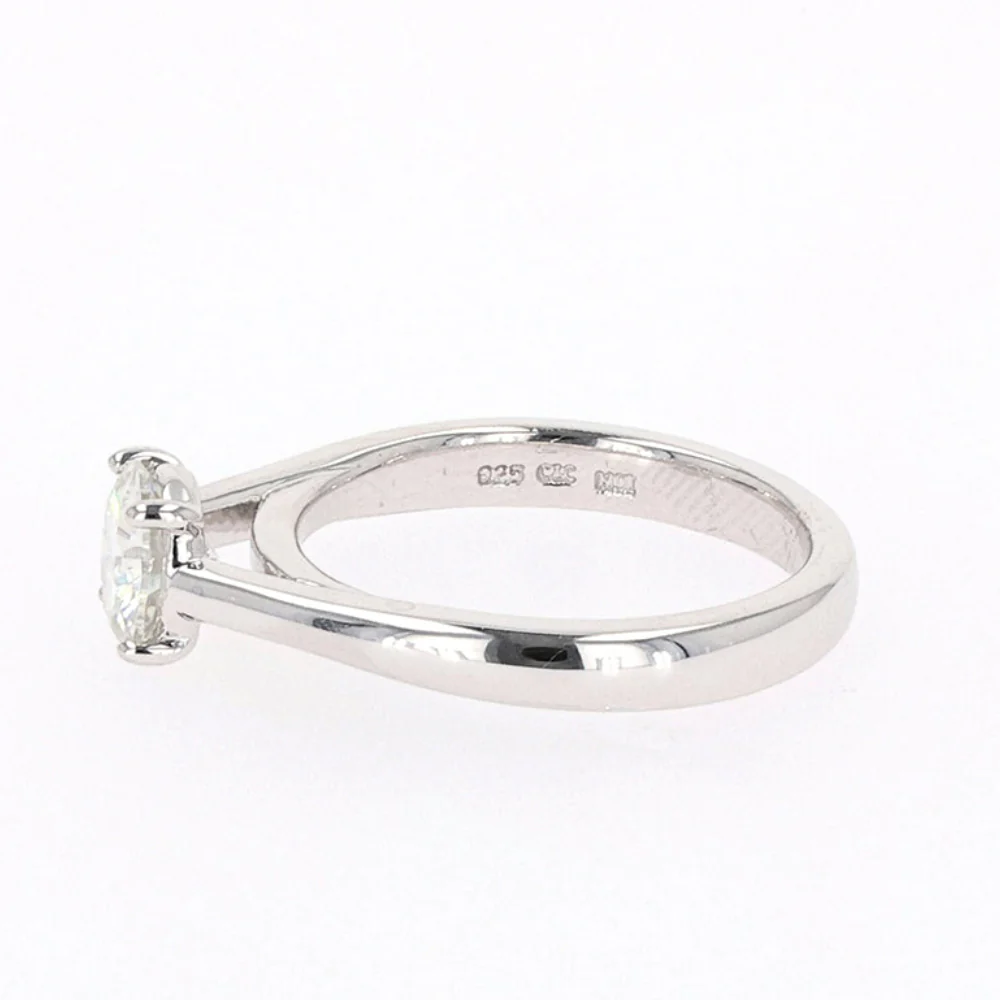 1.00 CTW DEW Round Moissanite Four-Prong Solitaire Engagement Ring in Sterling Silver - Image 5