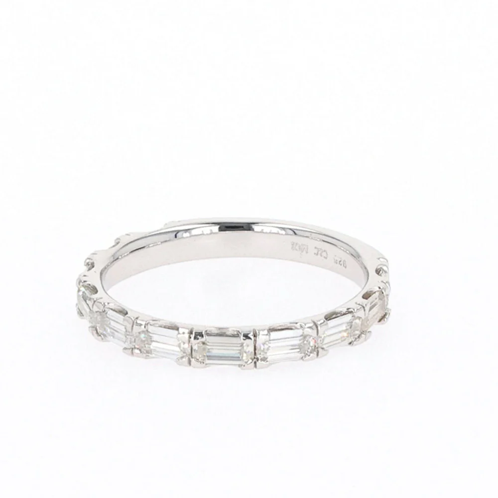 1.10 CTW DEW Emerald Moissanite Shared Prong Band in Sterling Silver