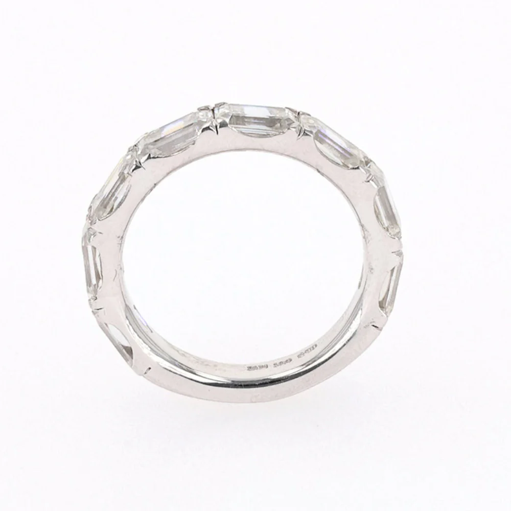 4.64 CTW DEW Emerald Moissanite Shared-Prong Band in Sterling Silver - Image 3