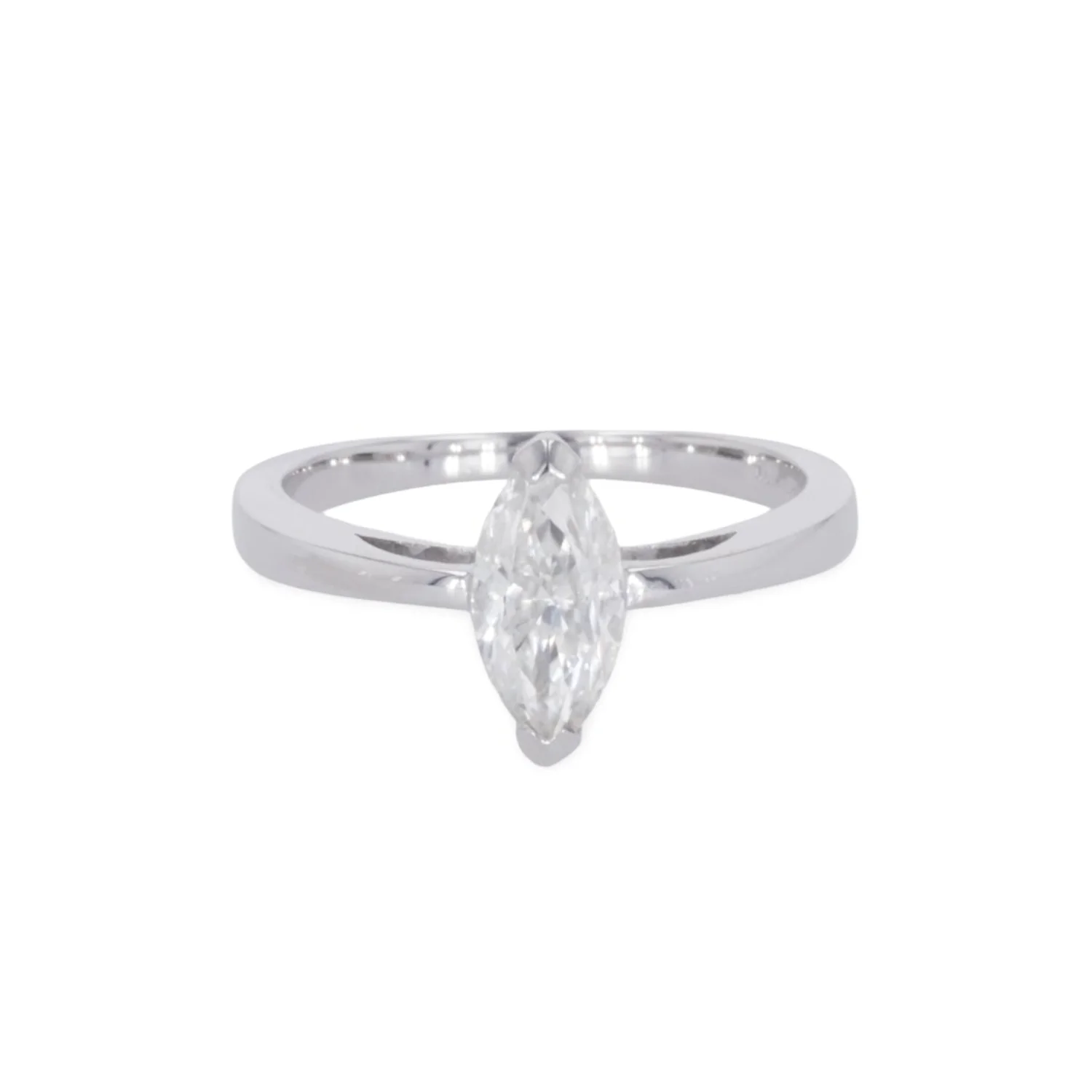 0.70 CTW DEW Marquise Moissanite Solitaire Ring in Sterling Silver