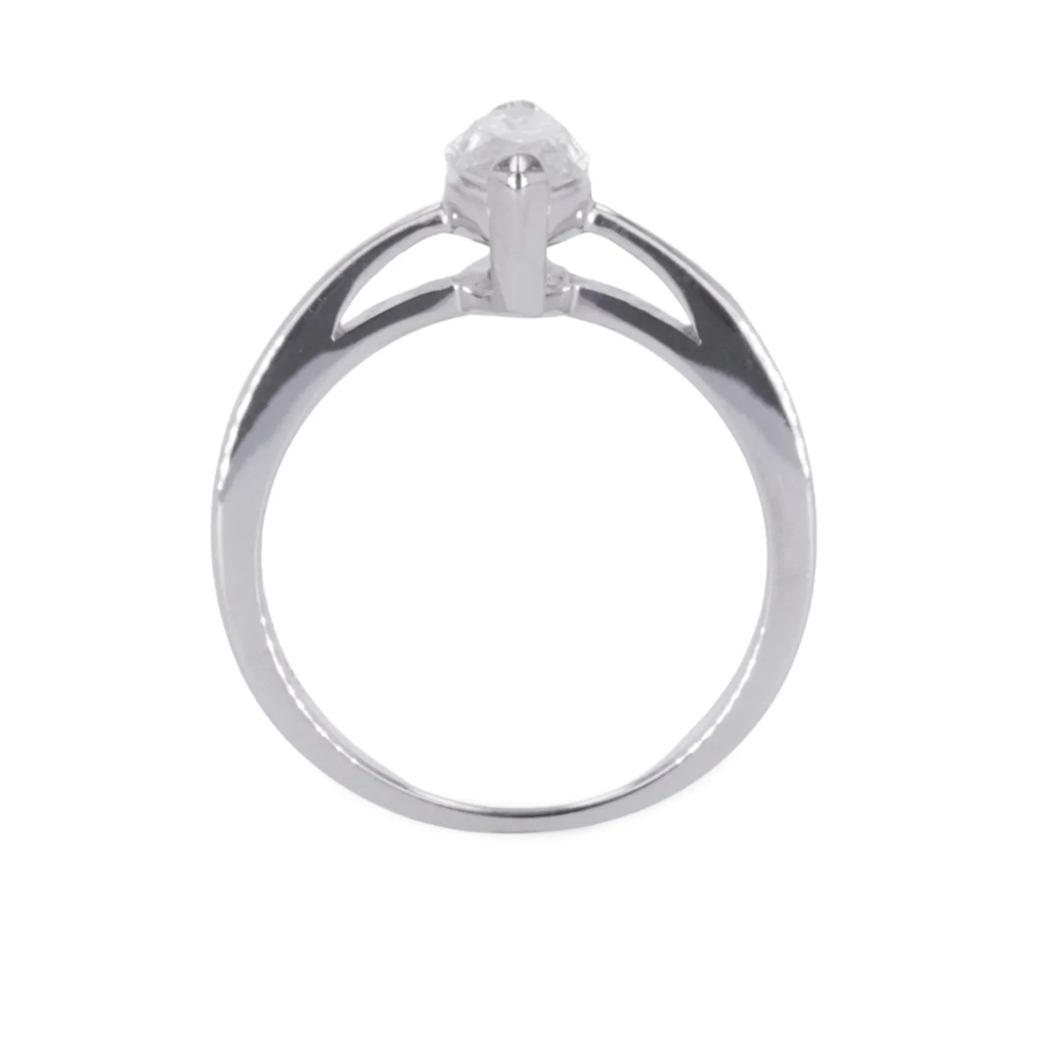 0.70 CTW DEW Marquise Moissanite Solitaire Ring in Sterling Silver - Image 3