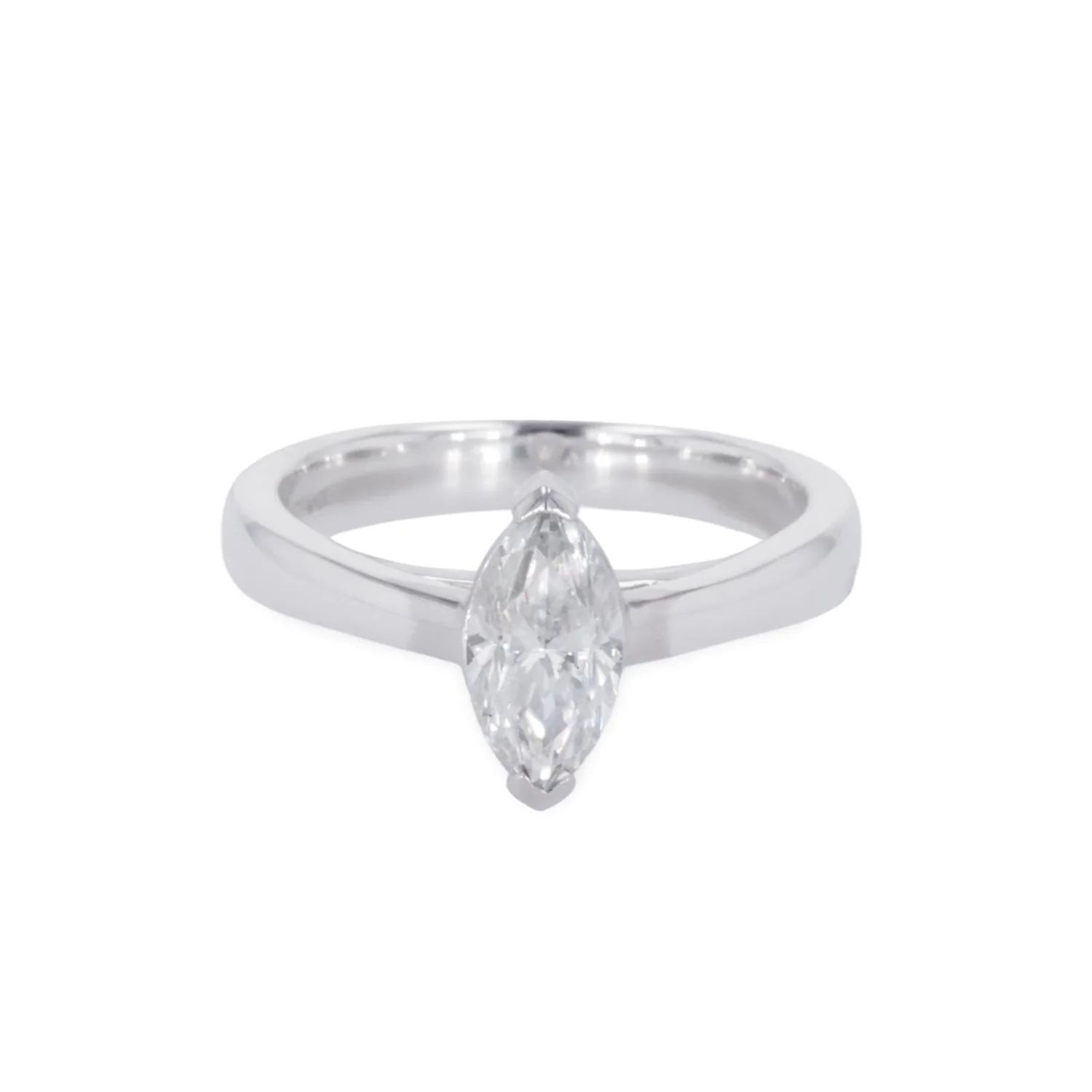0.70 CTW DEW Marquise Moissanite Two Prong Solitaire Ring in Sterling Silver