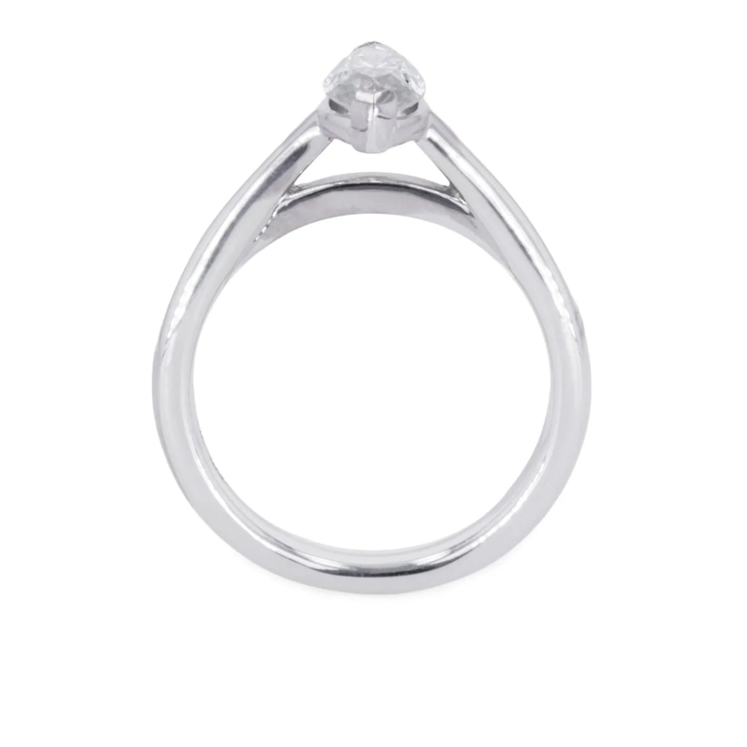 0.70 CTW DEW Marquise Moissanite Two Prong Solitaire Ring in Sterling Silver - Image 3