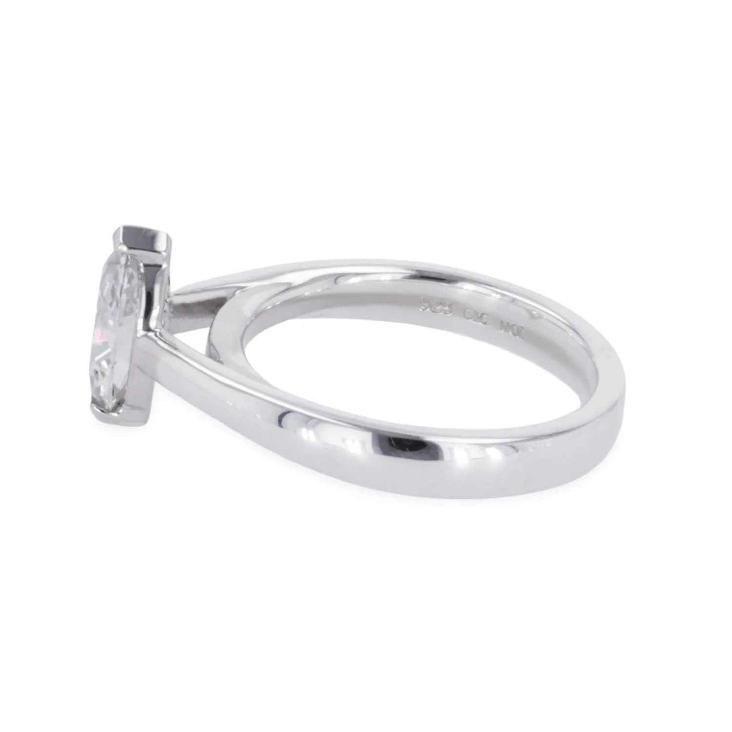 0.70 CTW DEW Marquise Moissanite Two Prong Solitaire Ring in Sterling Silver - Image 4